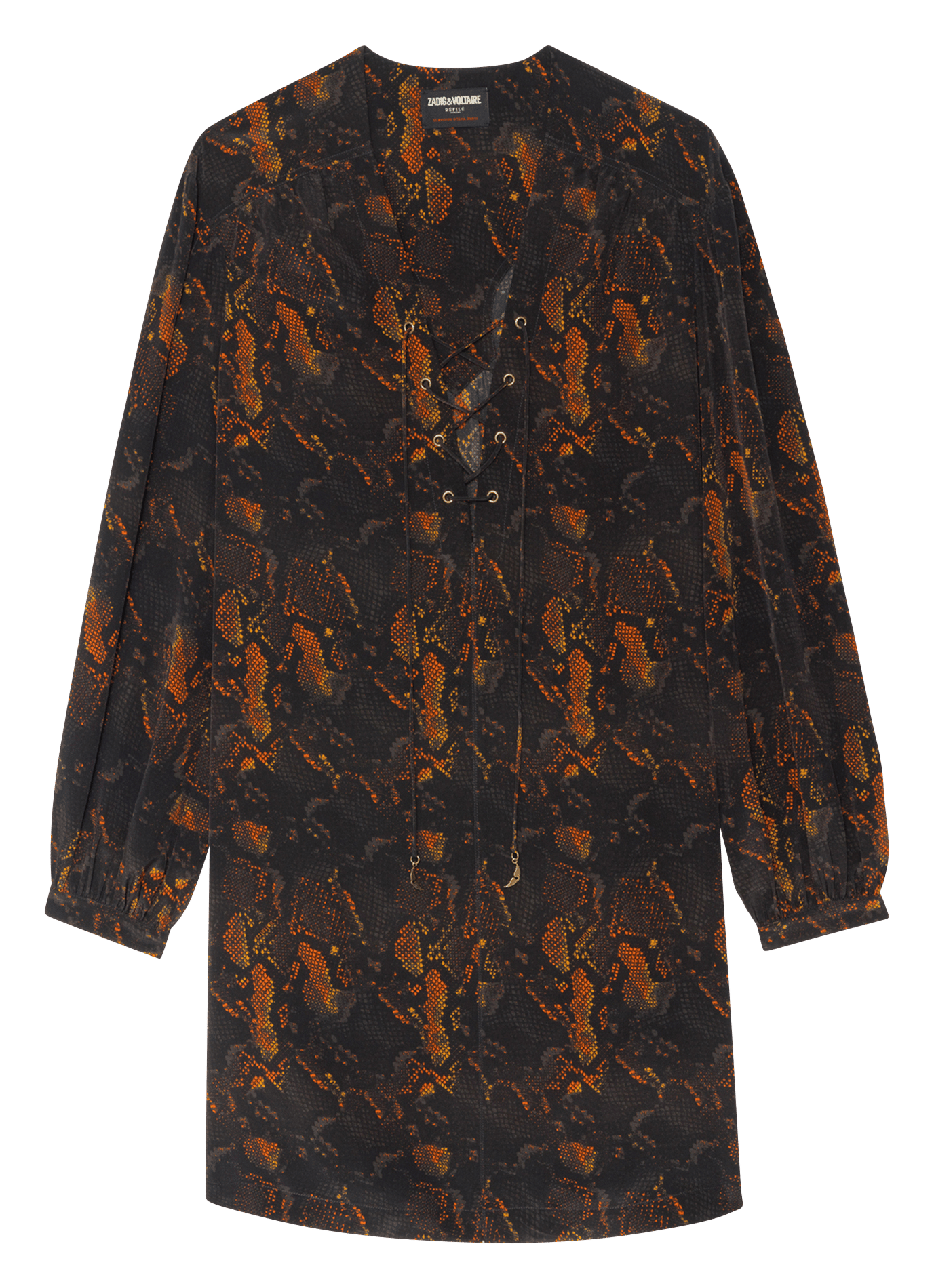 Robe courte droite col v en soie ramela ZADIG&VOLTAIRE Noir