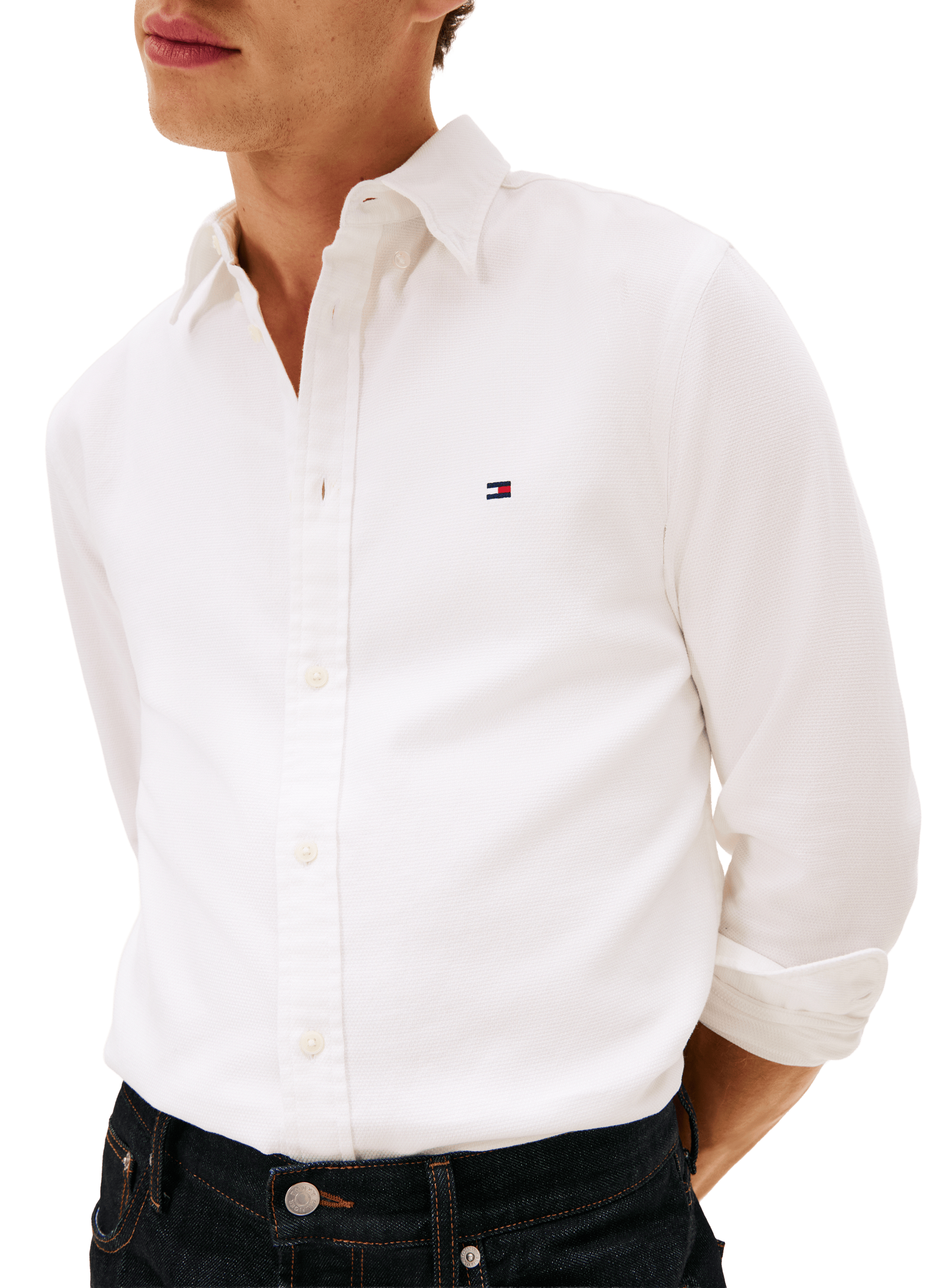 Chemise classique coupe droite en coton TOMMY HILFIGER Blanc