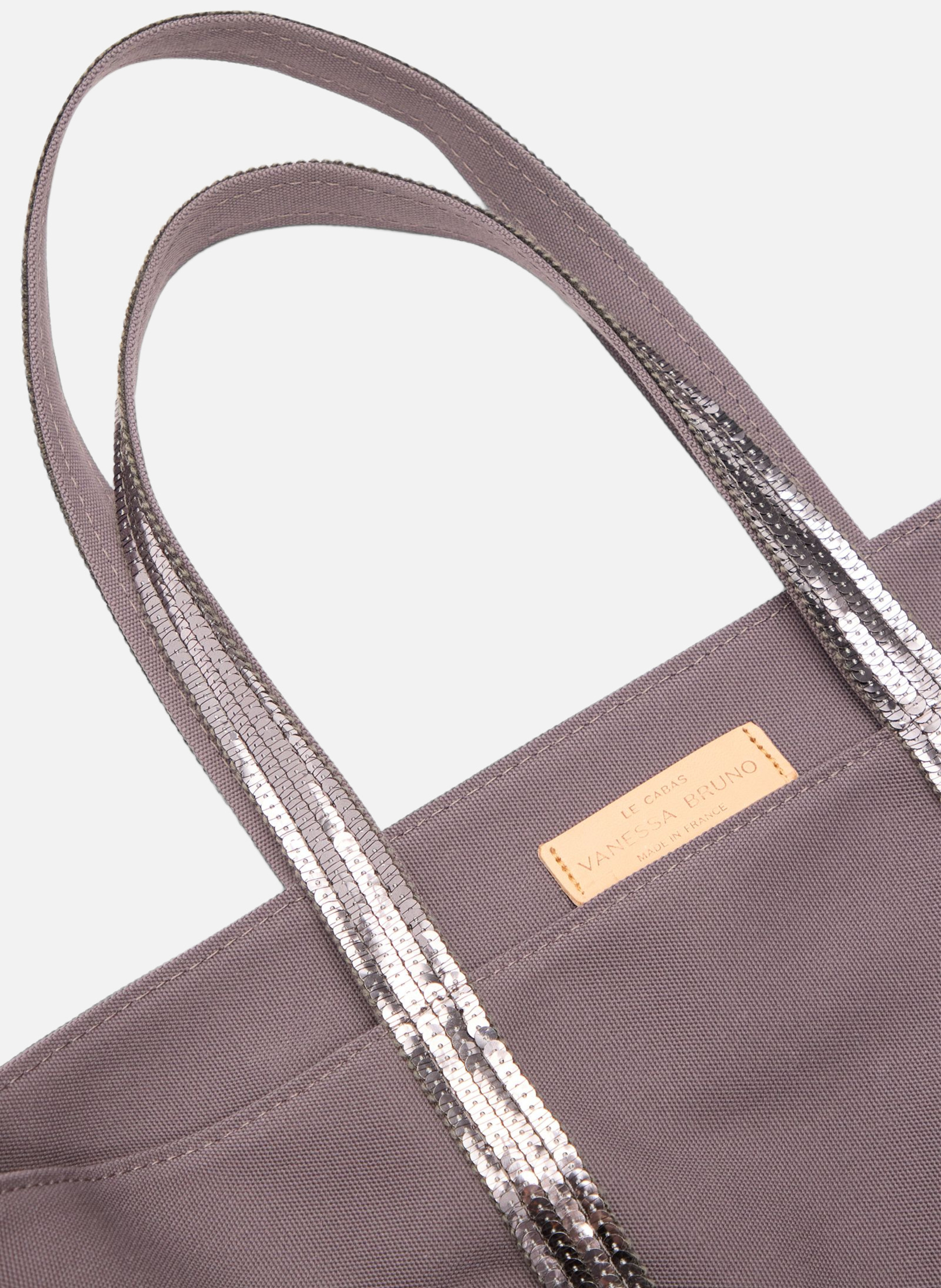 Cabas m zippé en toile Gris