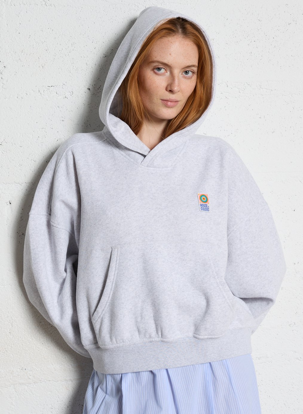 Sweat oversize à capuche en maille baptown AMERICAN VINTAGE Gris