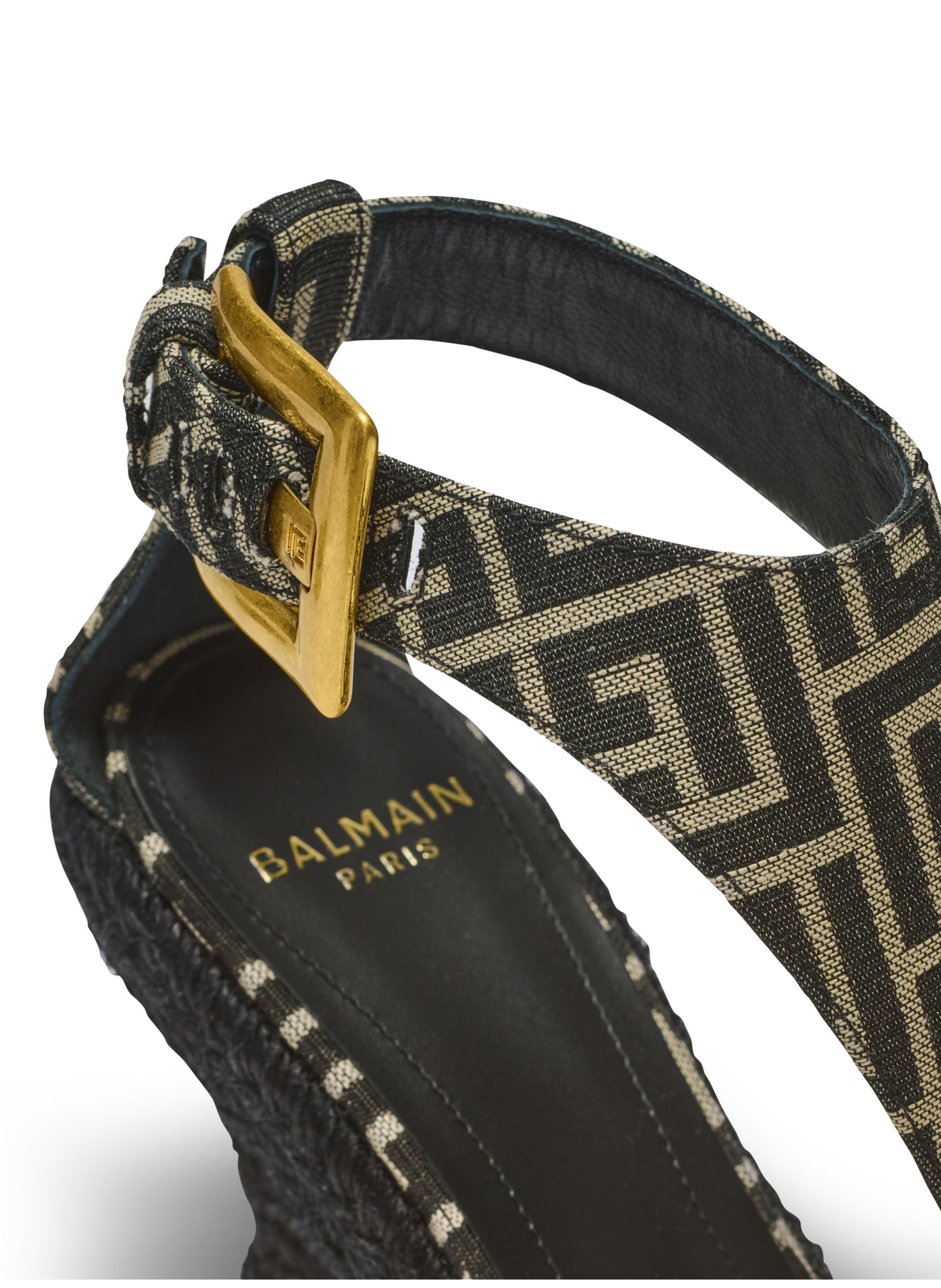 Espadrilles compensées anthem en jacquard monogramme BALMAIN Noir