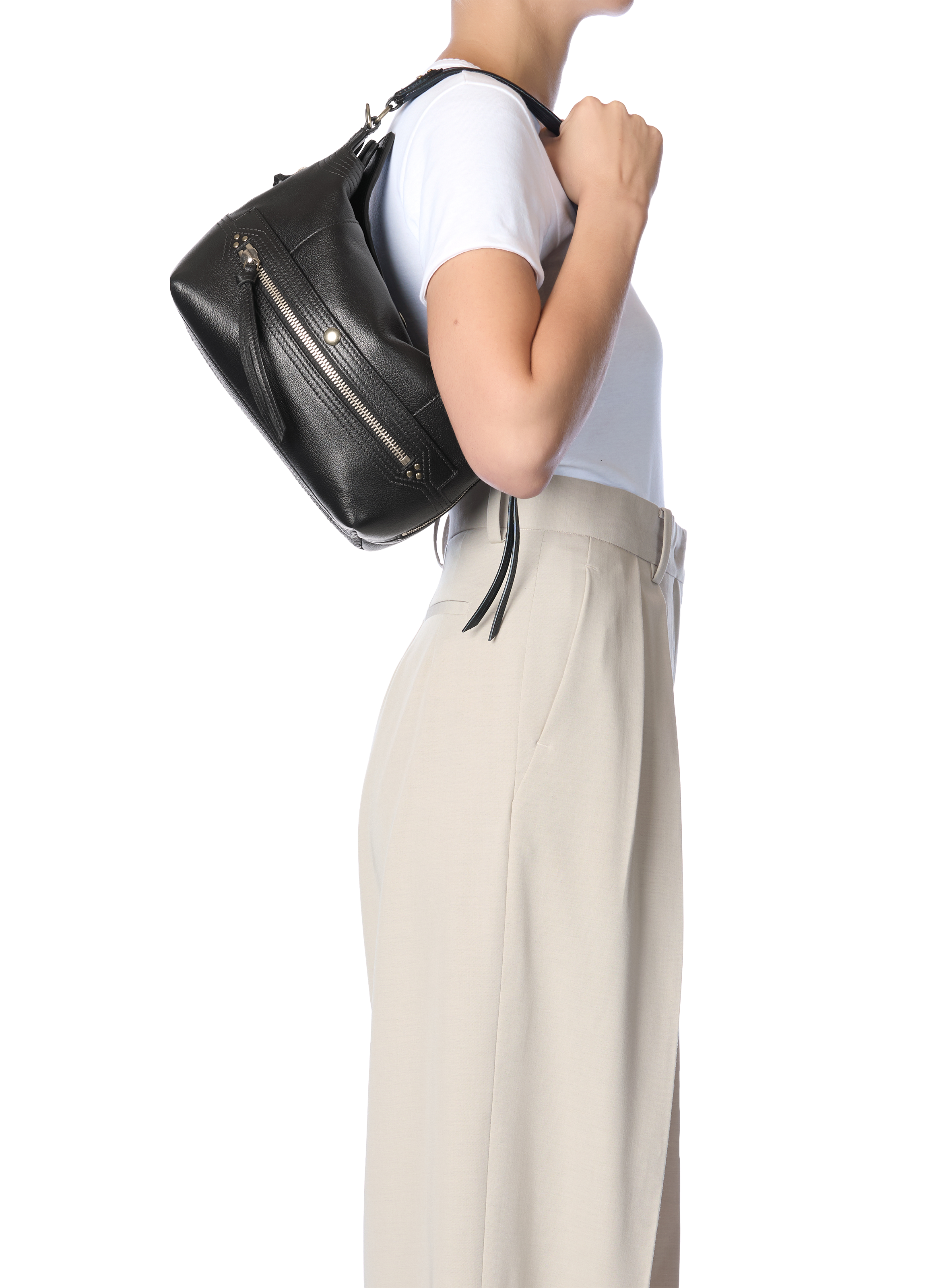 Shoulder bag Lucky Hobo in buffalo leather JÉRÔME DREYFUSS Black