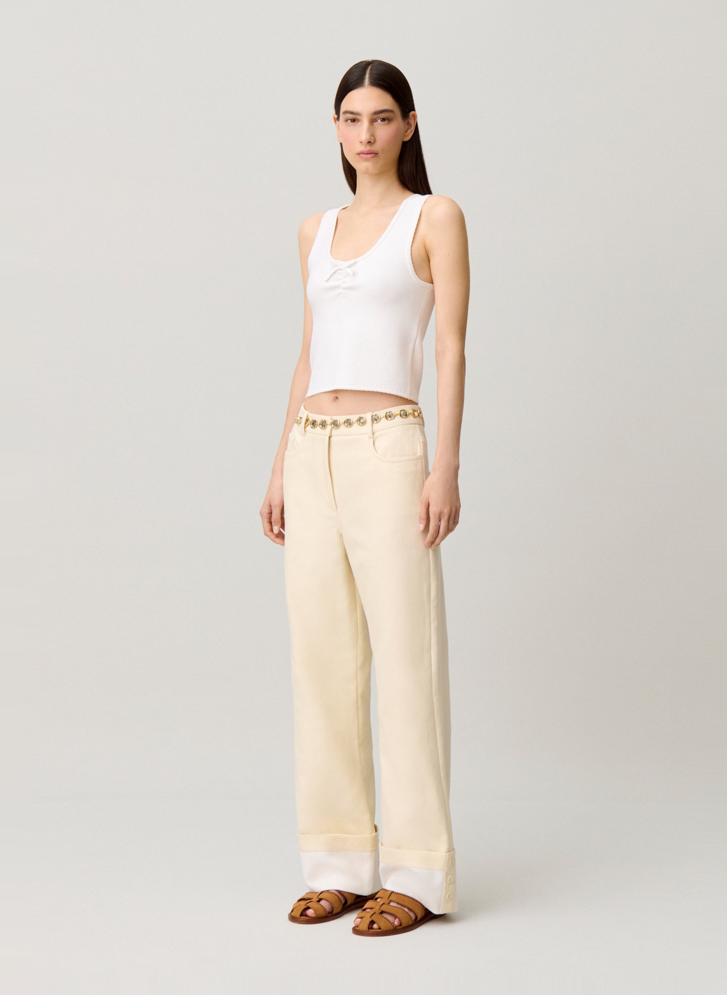 Top ajusté col rond CLAUDIE PIERLOT Beige