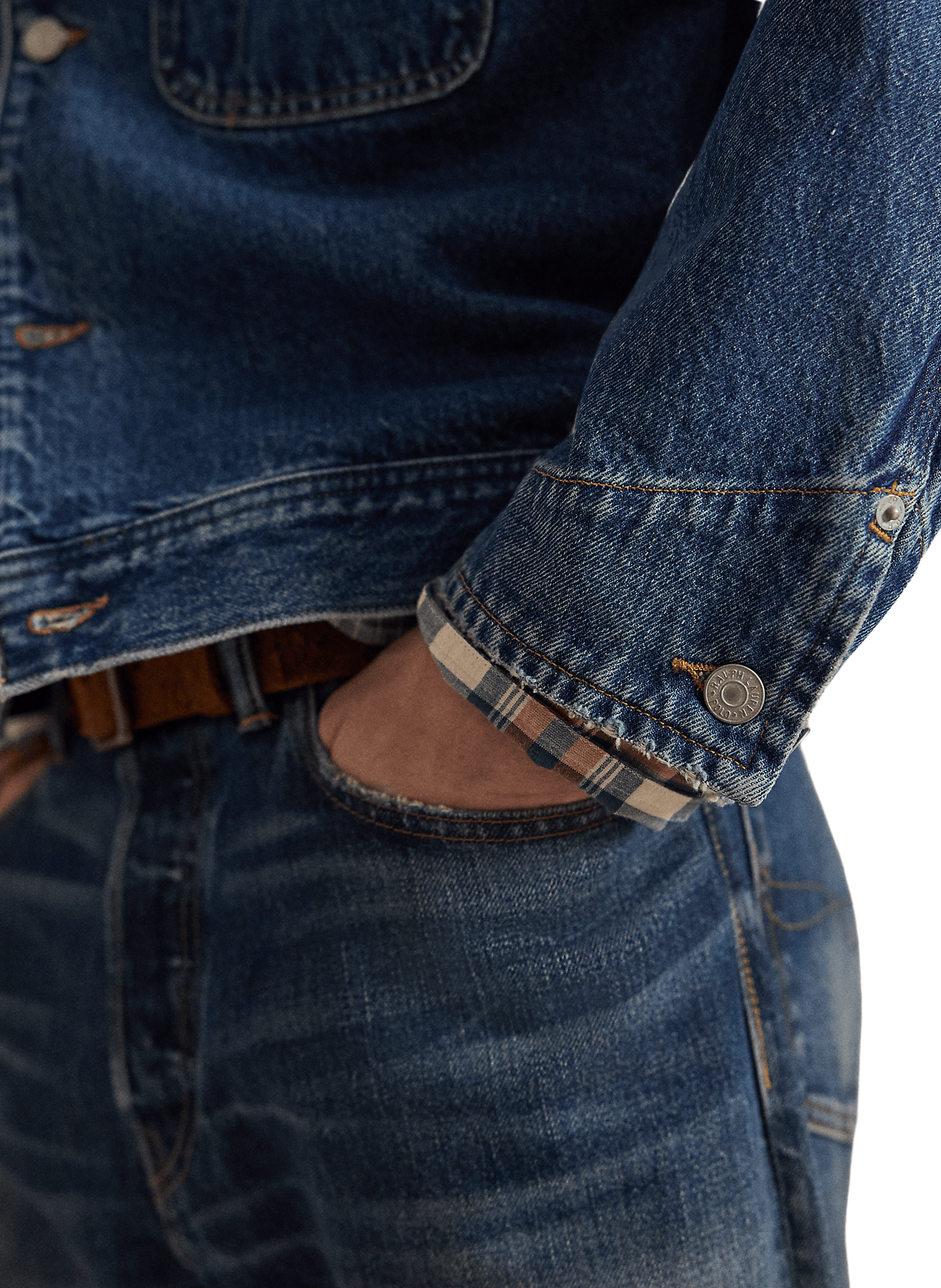 Veste droite courte Dungaree en denim de coton POLO RALPH LAUREN Bleu