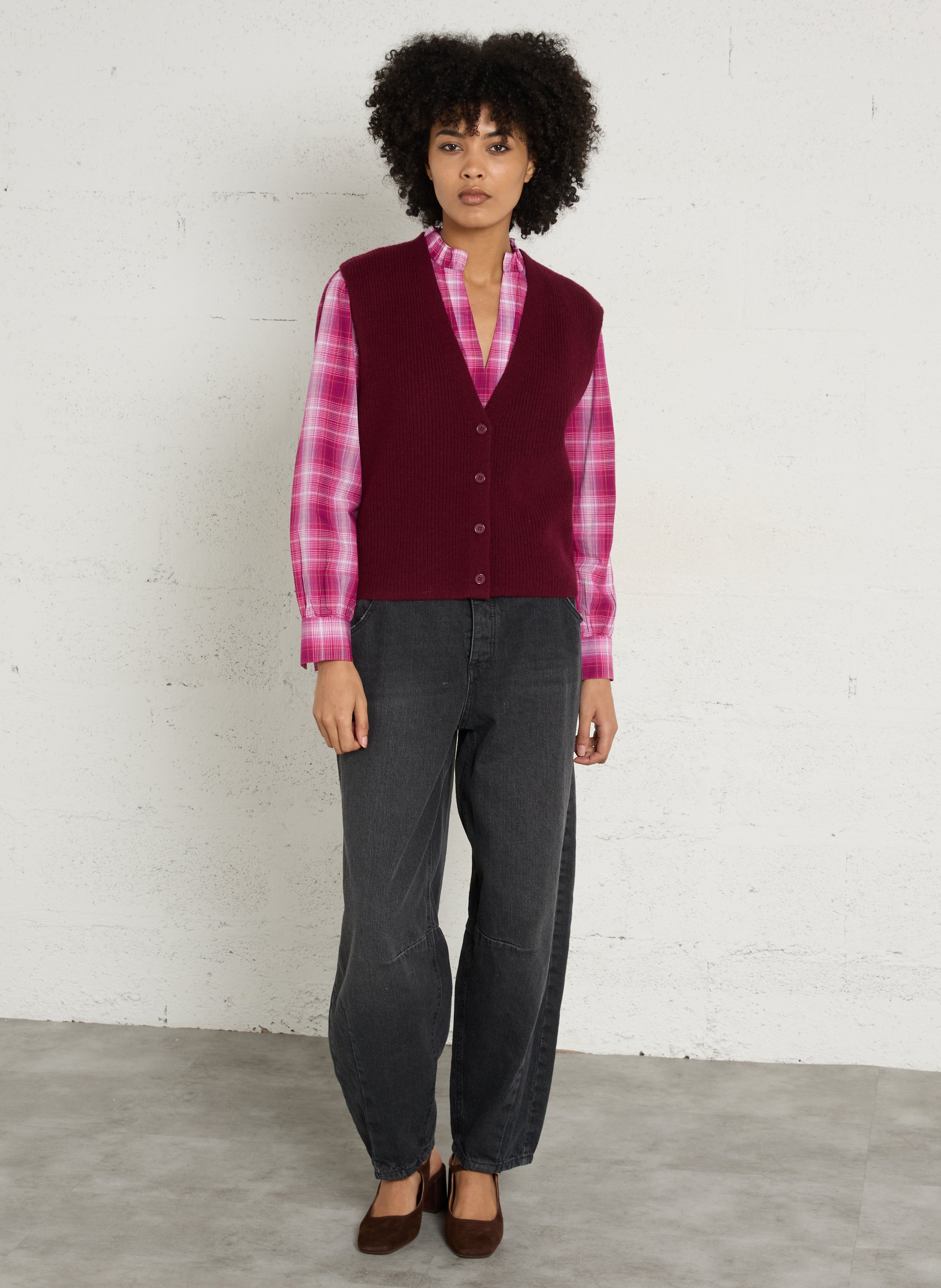 Gilet col v en laine paraty MAISON 123 Rouge