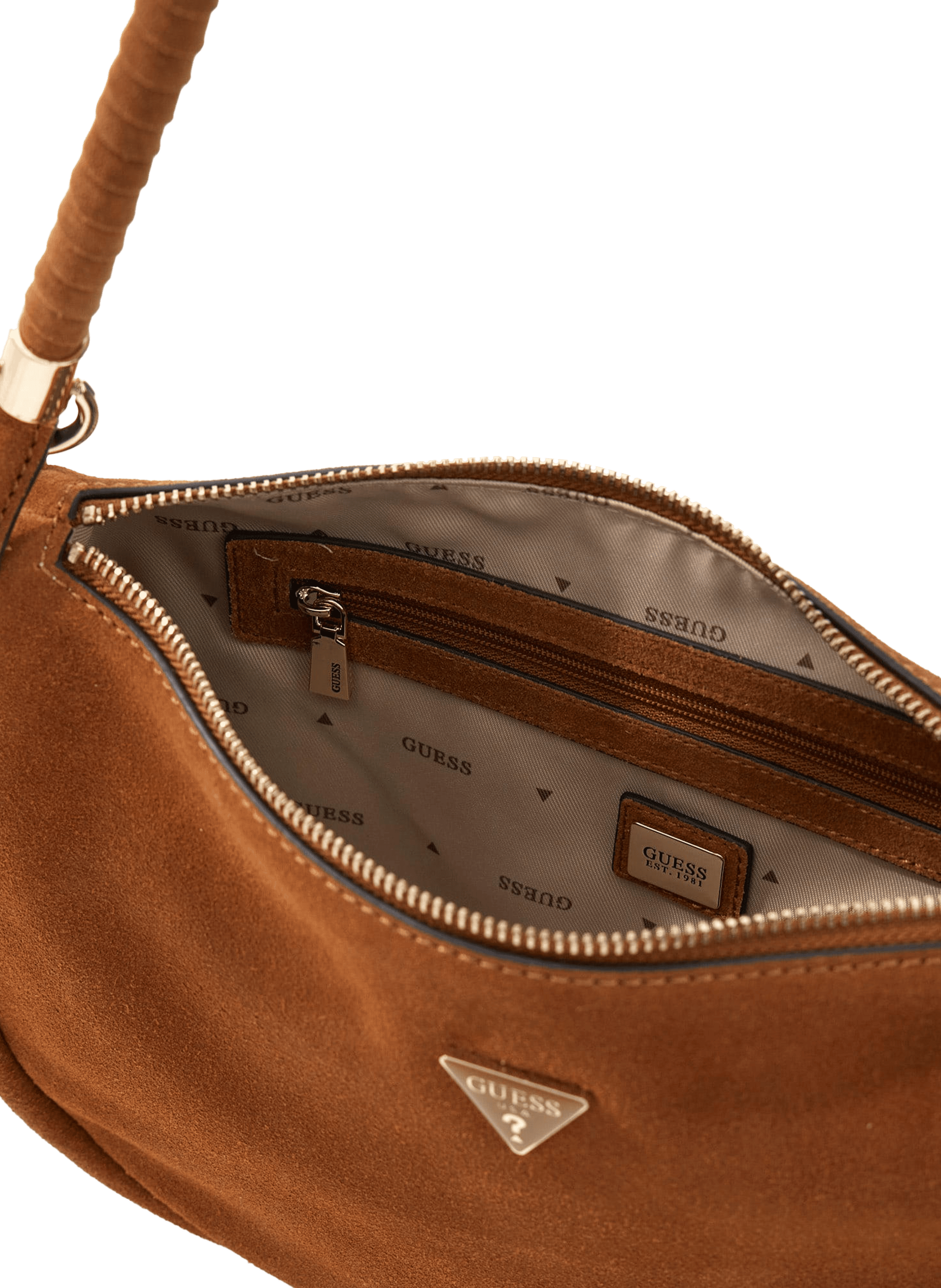 Borsa a mano in pelle grana. GUESS Marrone