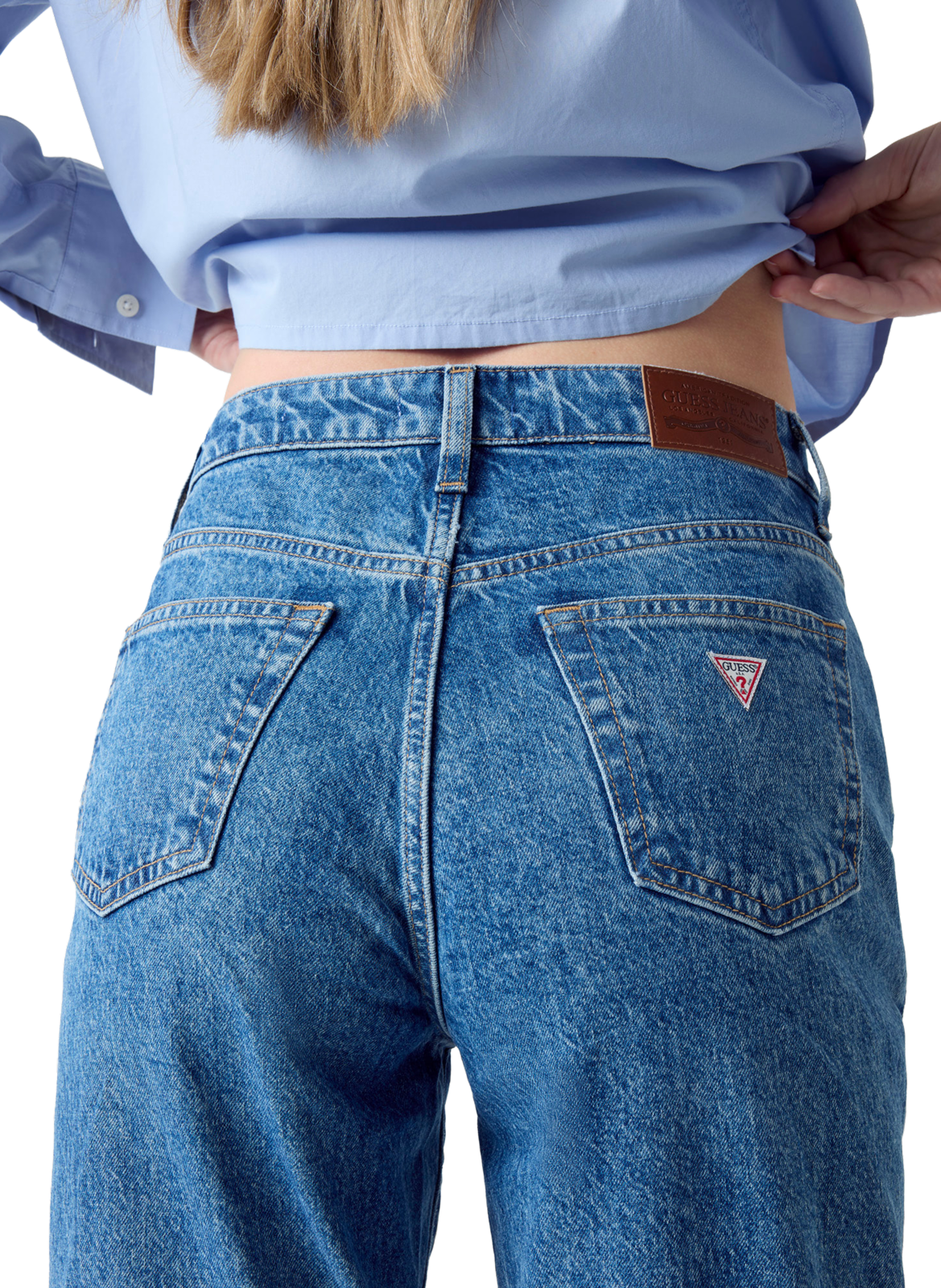 Wijde broek van gemengd katoen. GUESS Blauw