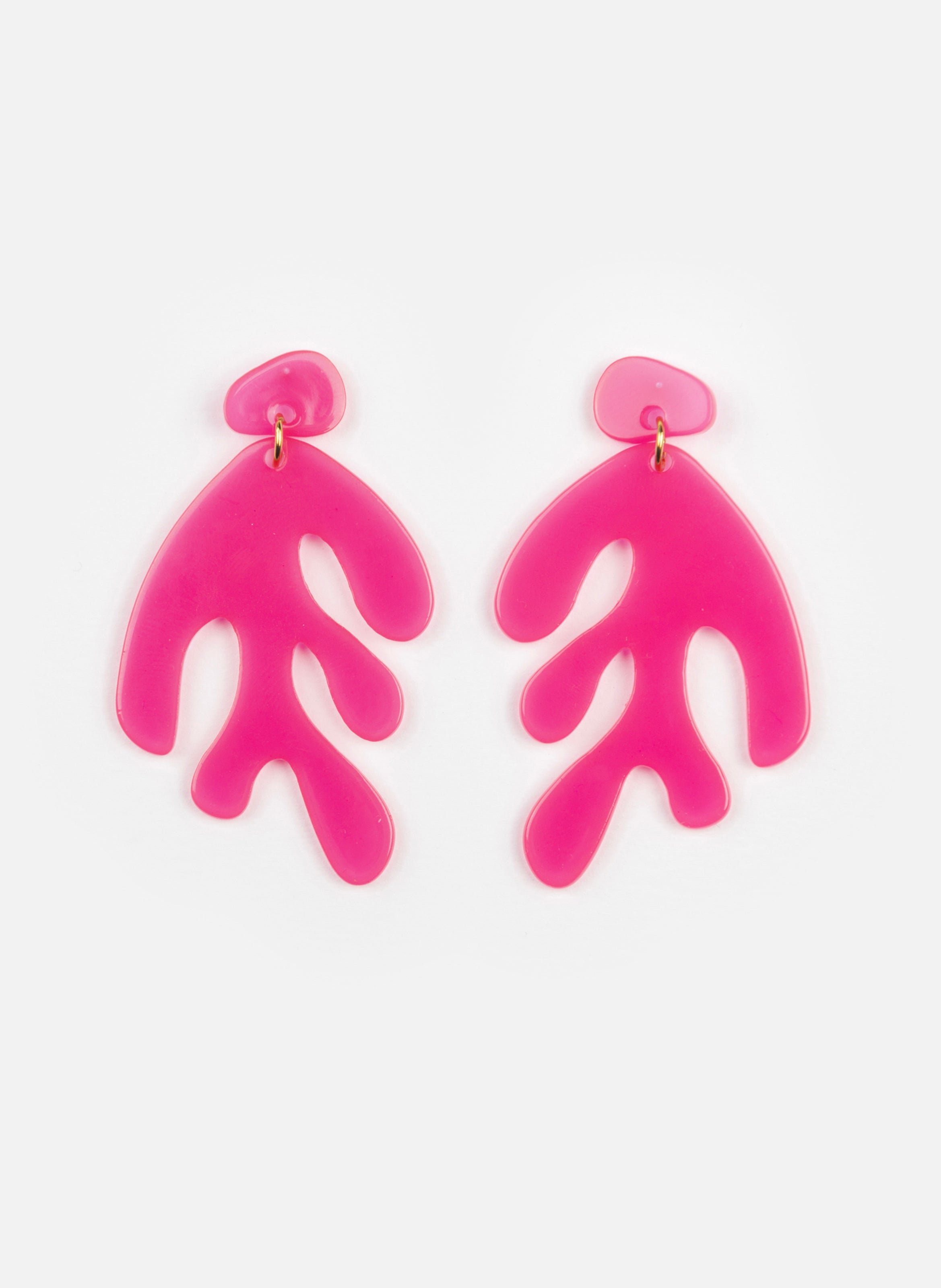 Boucles d'oreille algae en acétate de cellulose KURAGE GINZA Rose
