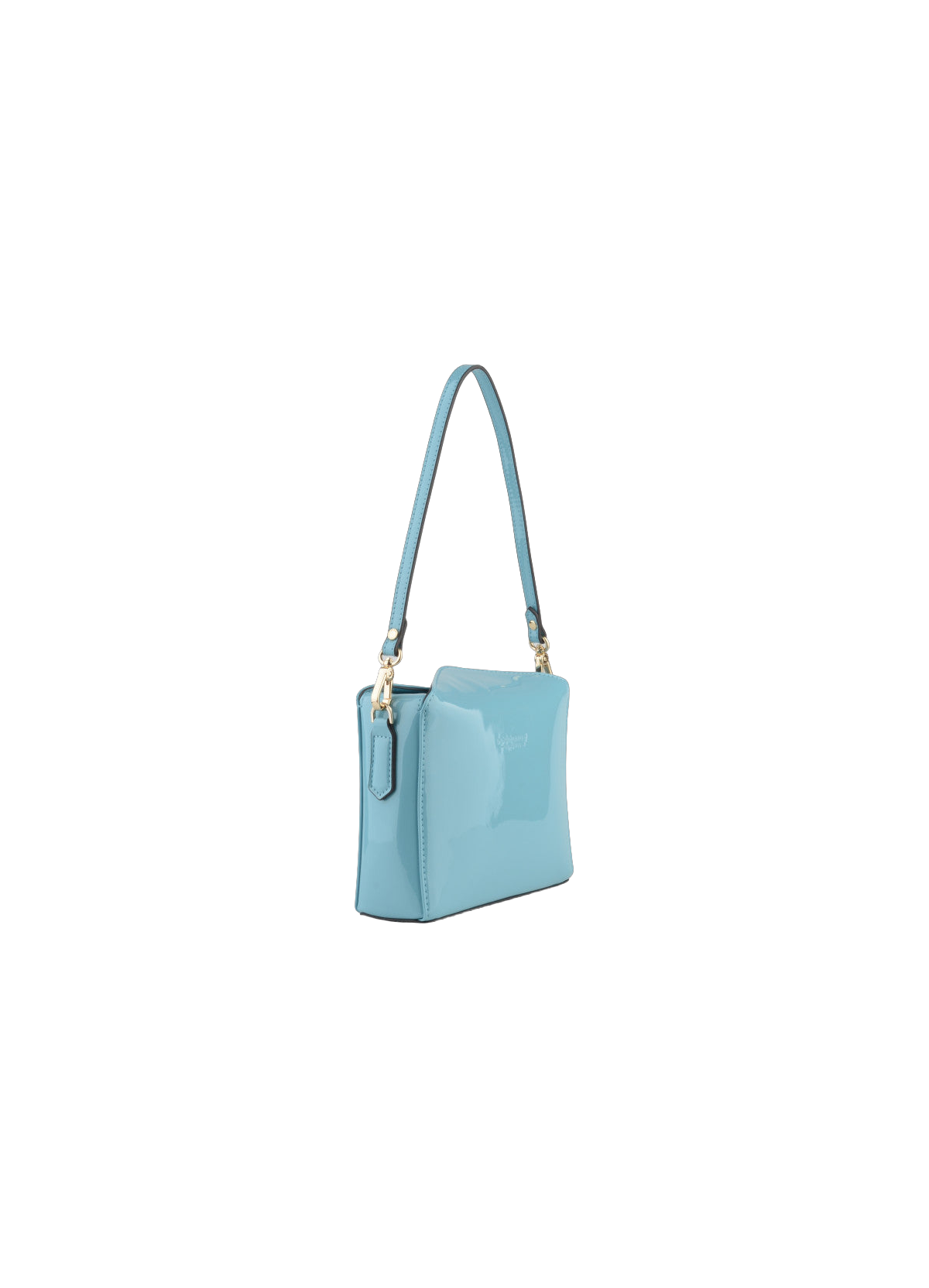 Cassetta vernis | sac porté épaule en cuir de vachette POURCHET Bleu