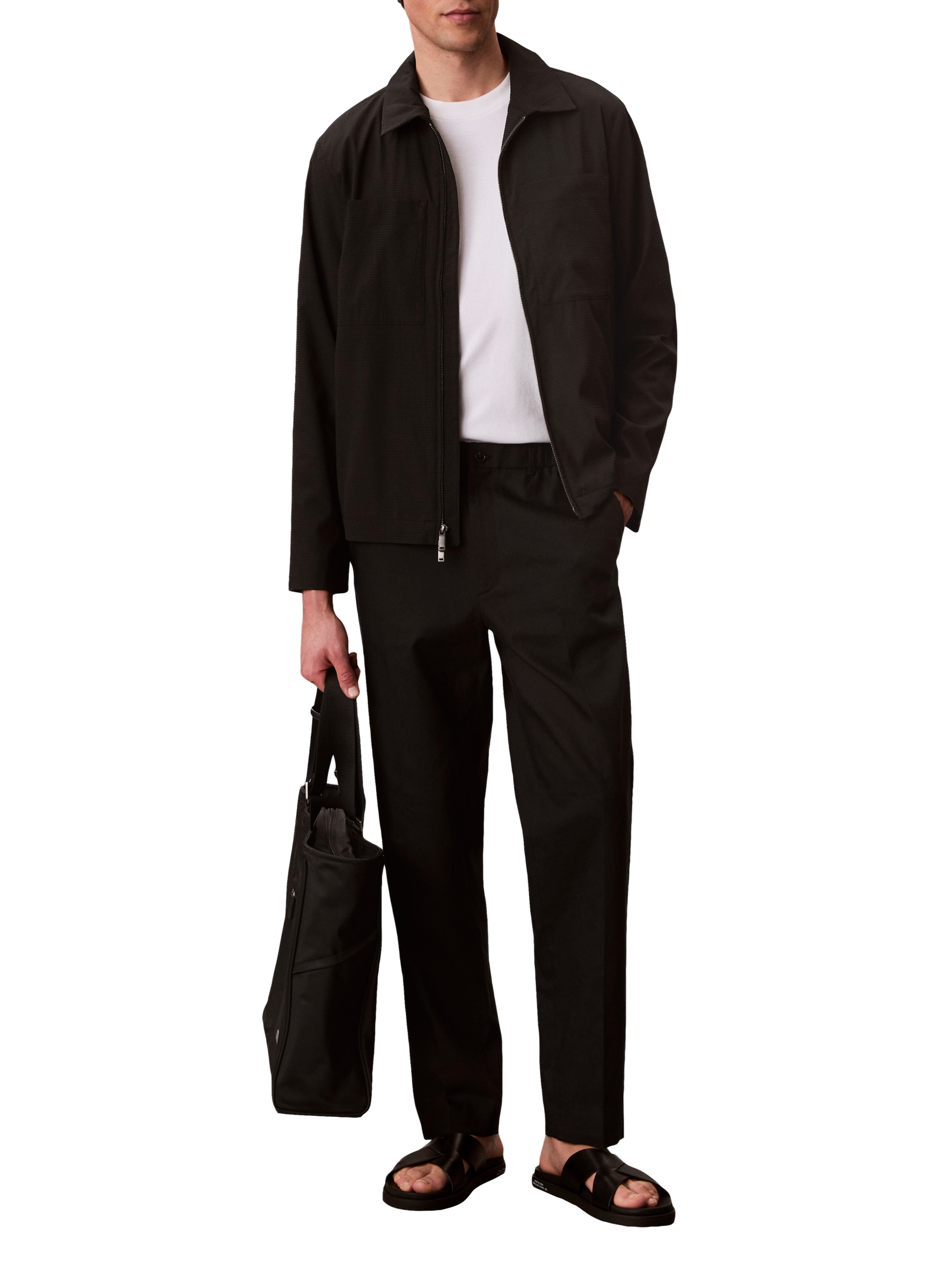 Textured Seersucker Lightweight Jacket CALVIN KLEIN Black