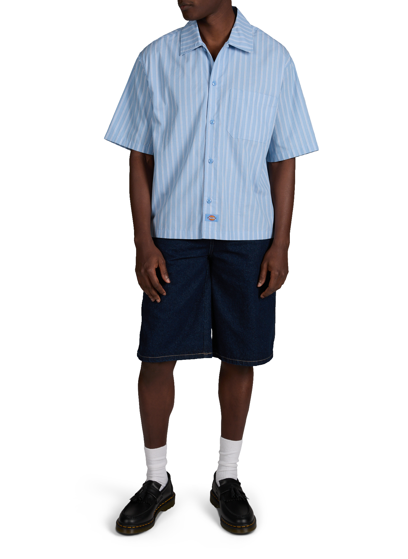 Chemise manches courtes à rayures Bleu