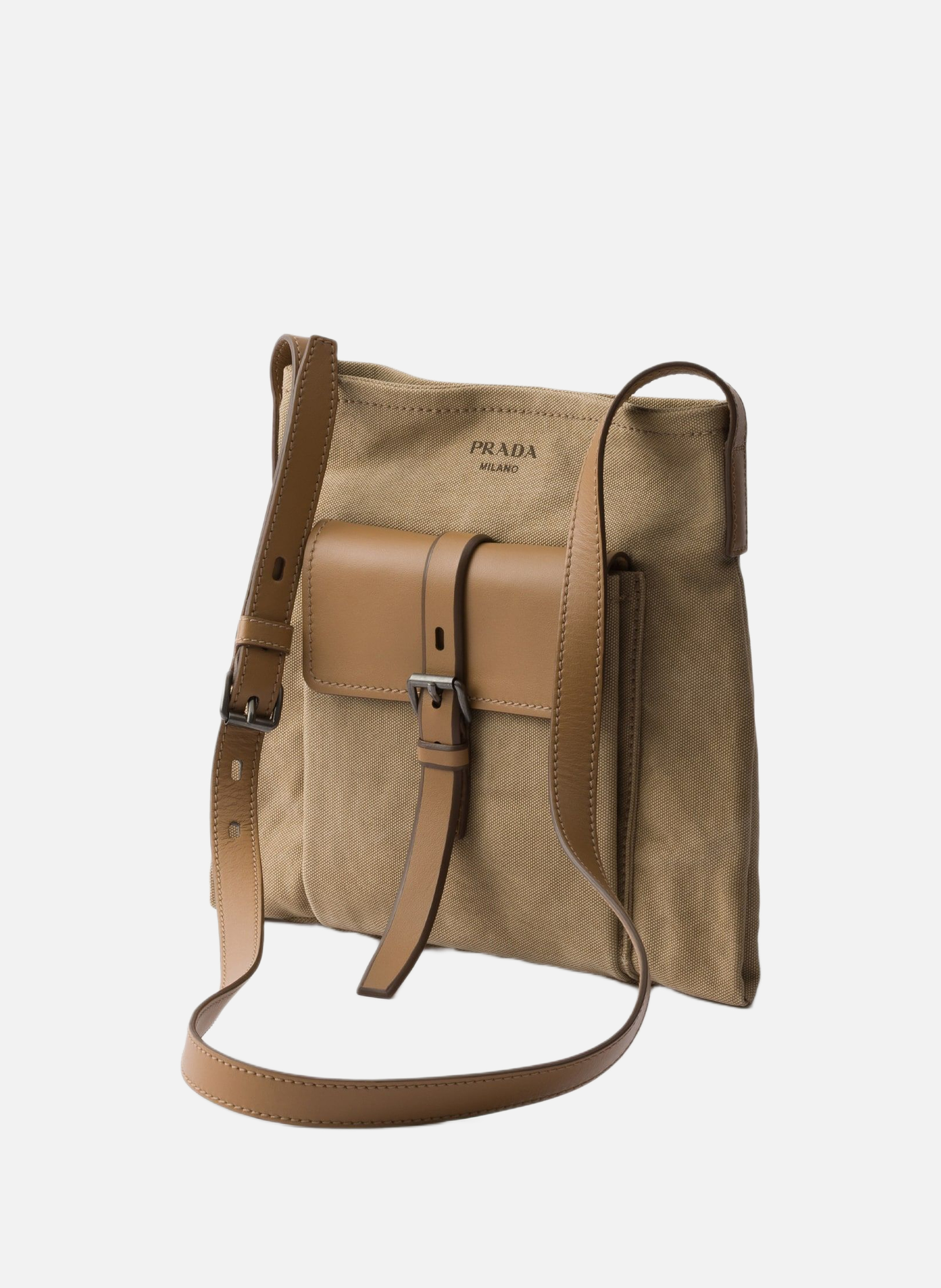 Sac porté épaule prada route en toile et cuir PRADA Beige