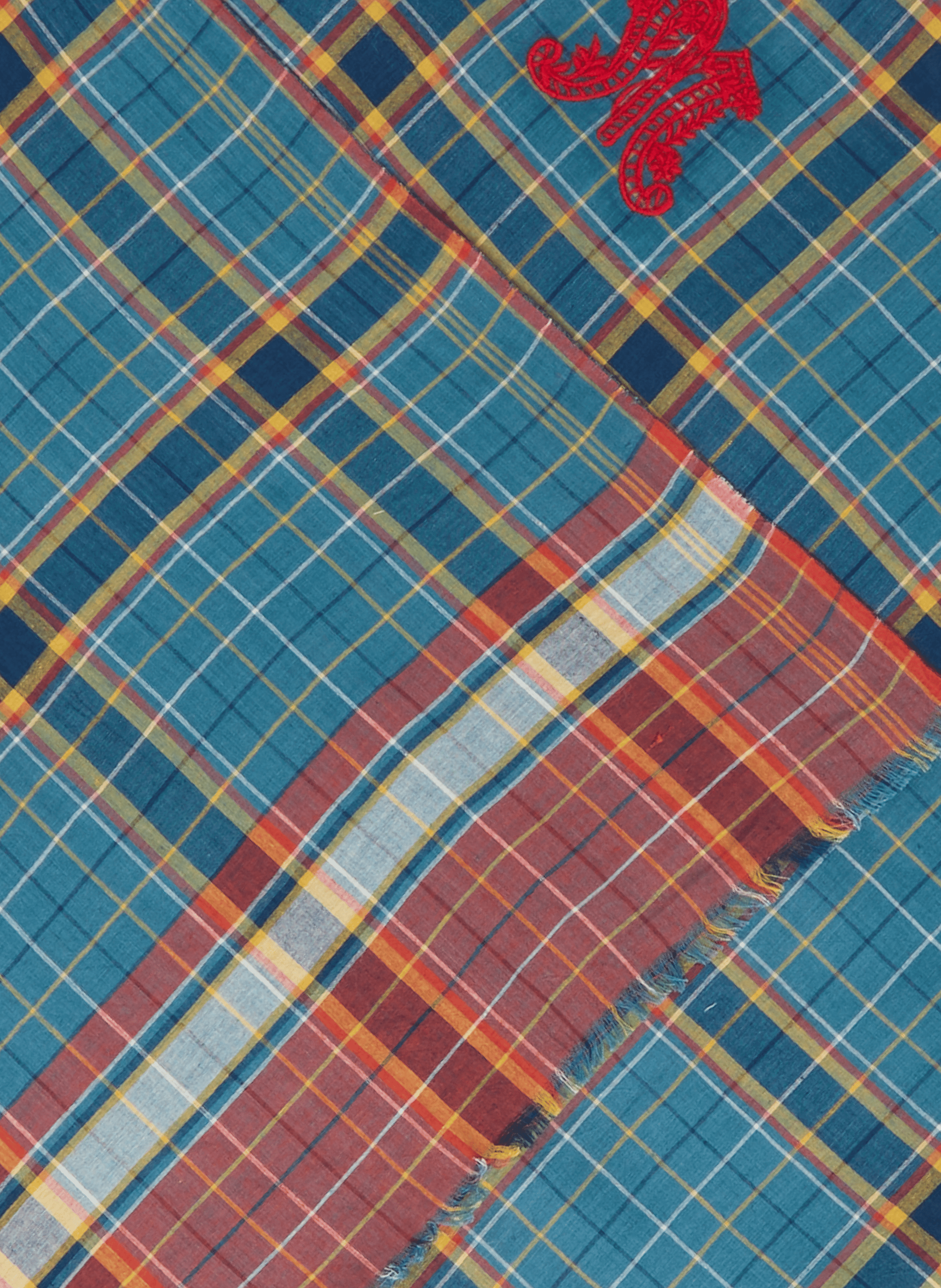 Foulard Alphabet à carreaux en coton MOISMONT Bleu