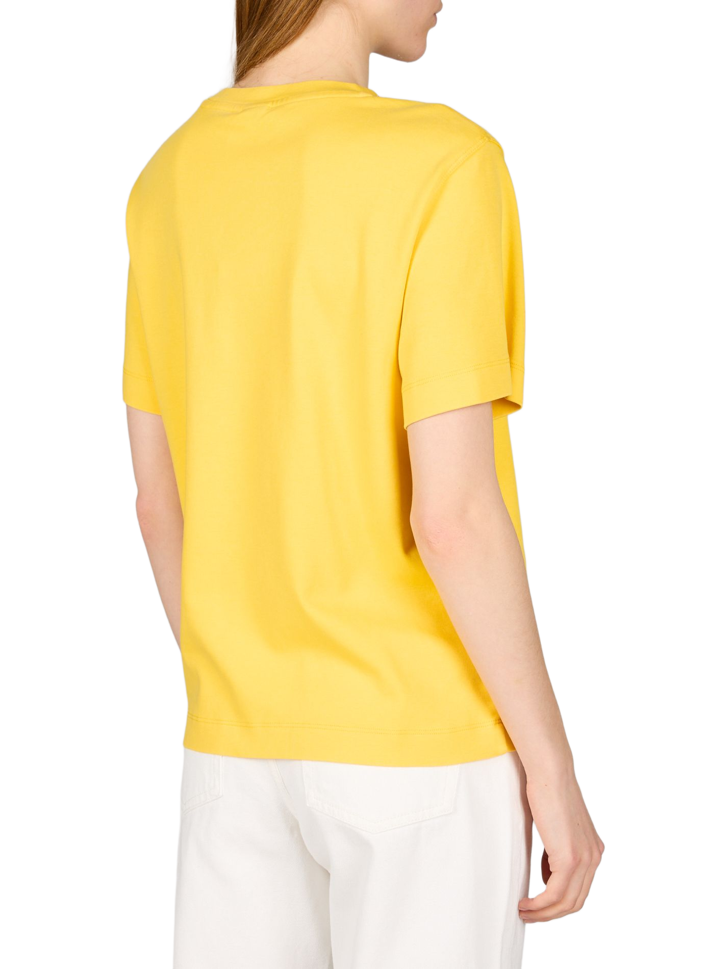 T-shirt with logo embroidery on chest in cotton. ROUGE EDIT Yellow