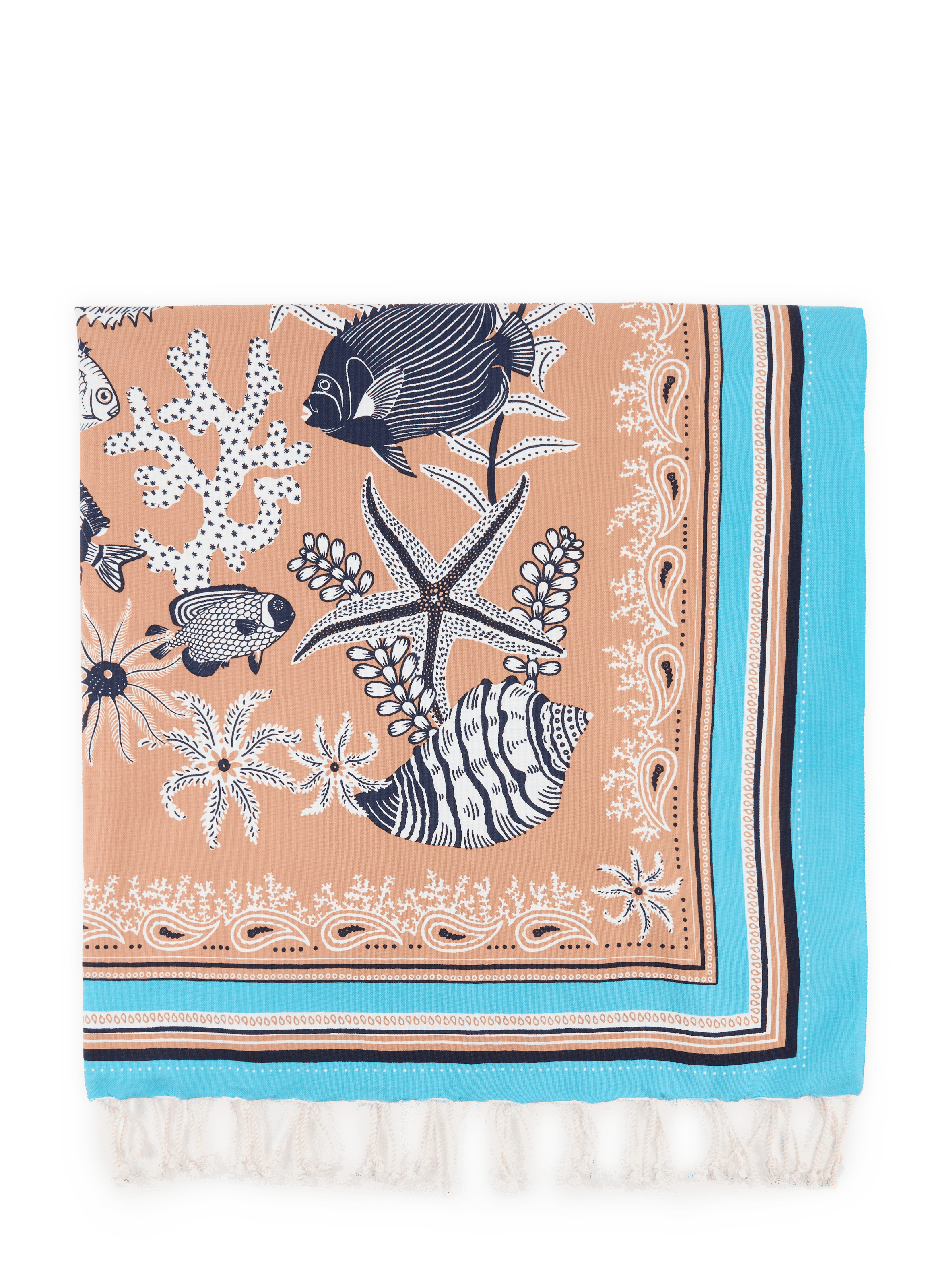 Fouta Neptune imprimée en coton INOUI EDITIONS Marron