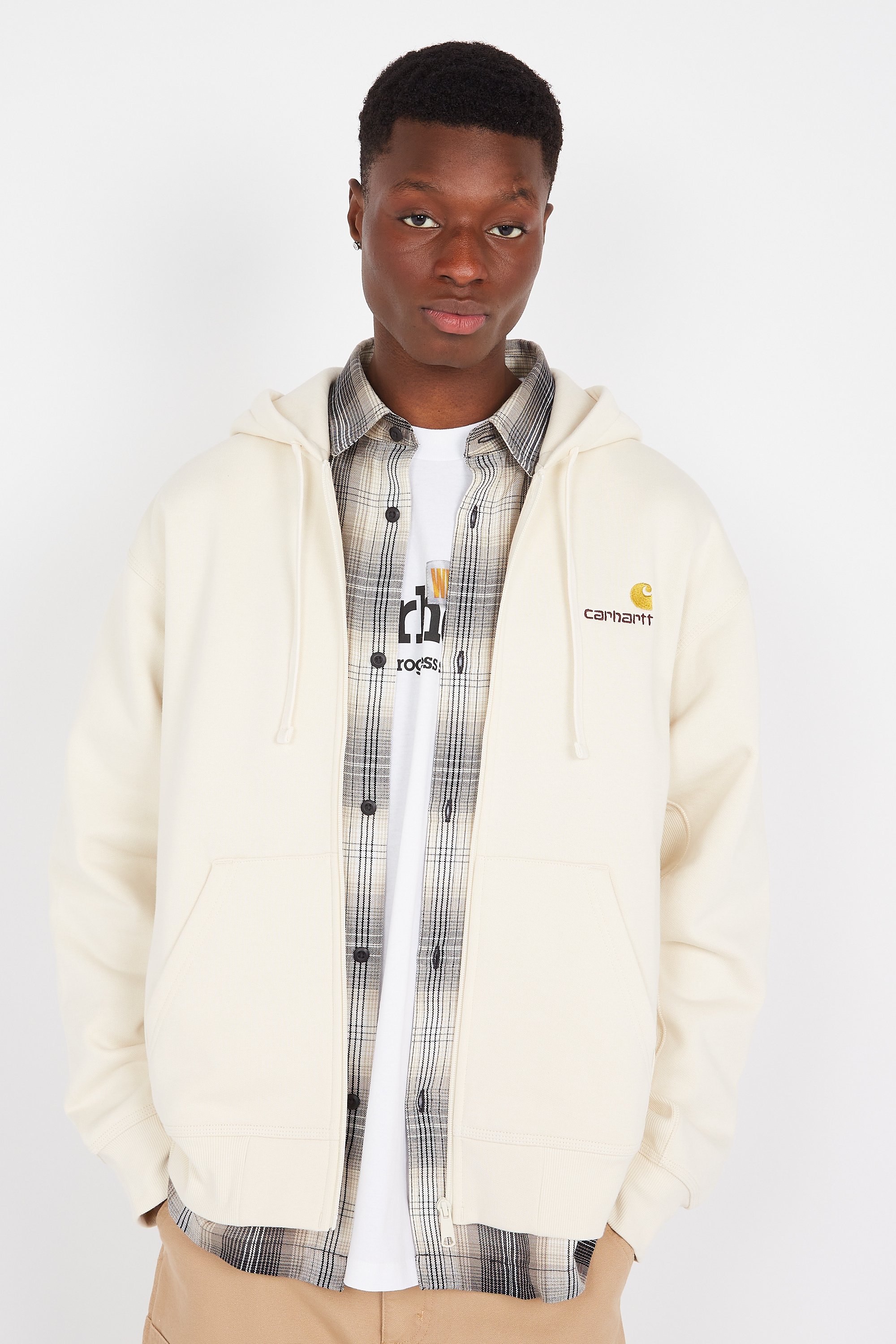 Hoodie zippé hooded american script CARHARTT WIP Beige