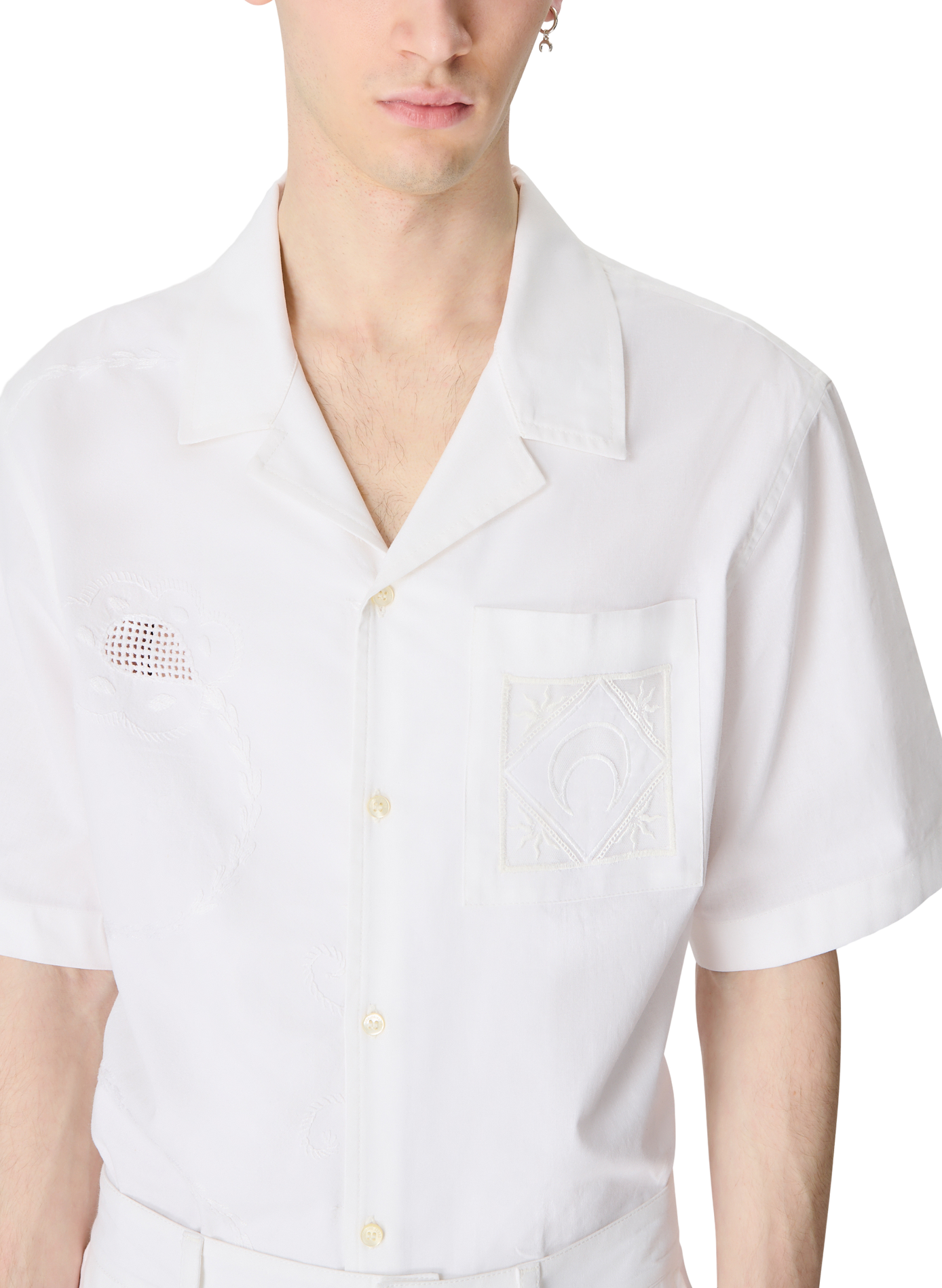 Chemise de bowling en upcyclé household linen unisexe MARINE SERRE Blanc