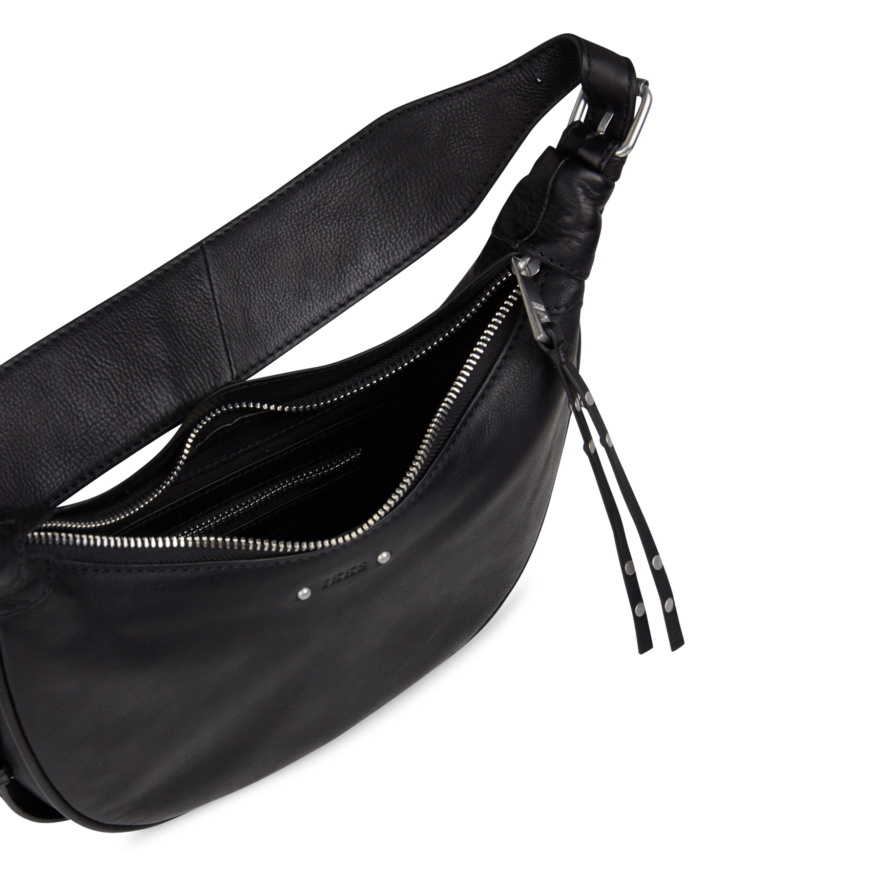 Sac demi-lune en cuir grainé allane s IKKS Noir