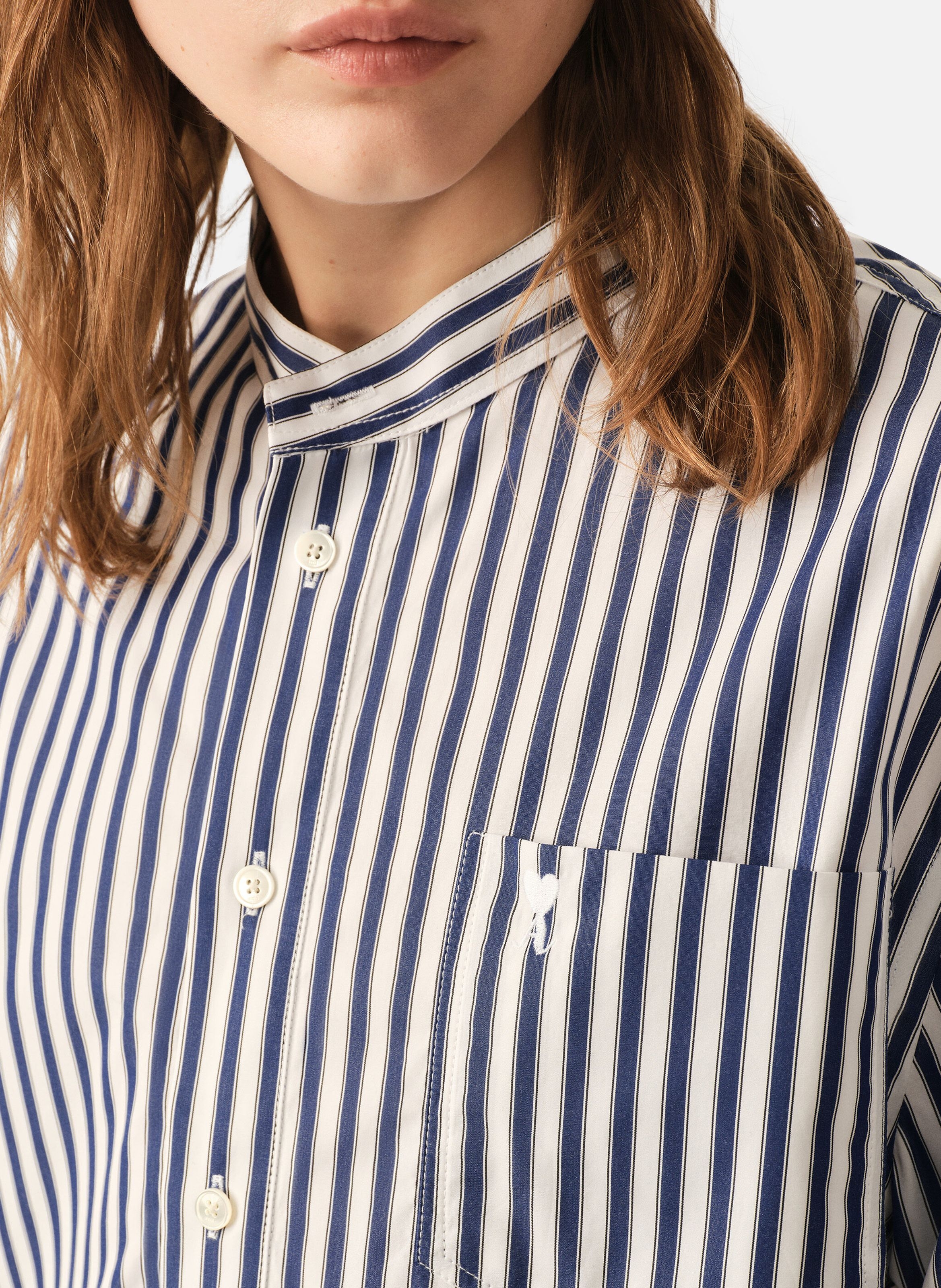 Robe tunique unisexe en coton col mao AMI PARIS Bleu