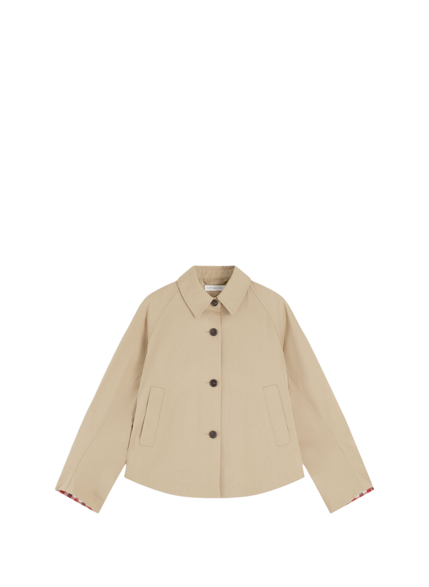 Jacket with classic collar in blended cotton TOMMY HILFIGER Beige