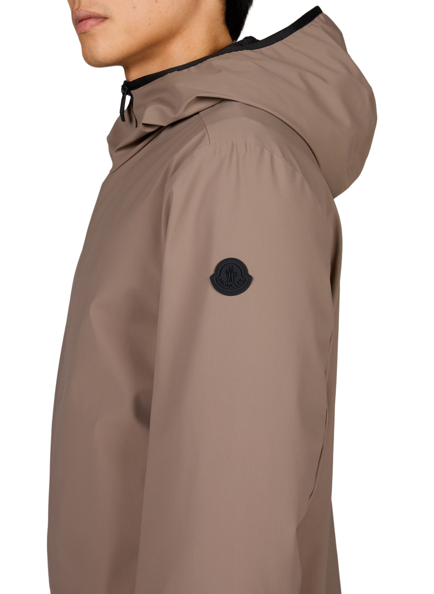Hooded Puffer Jacket Ciampolin with Elastic Hem MONCLER Beige