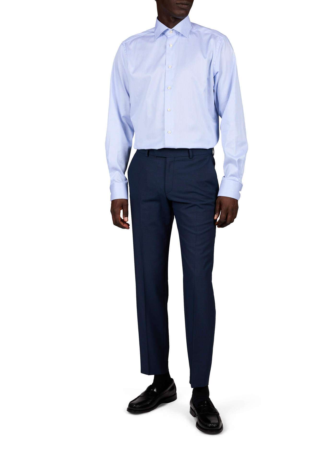 Chemise manches longues rayée en coton ETON Bleu
