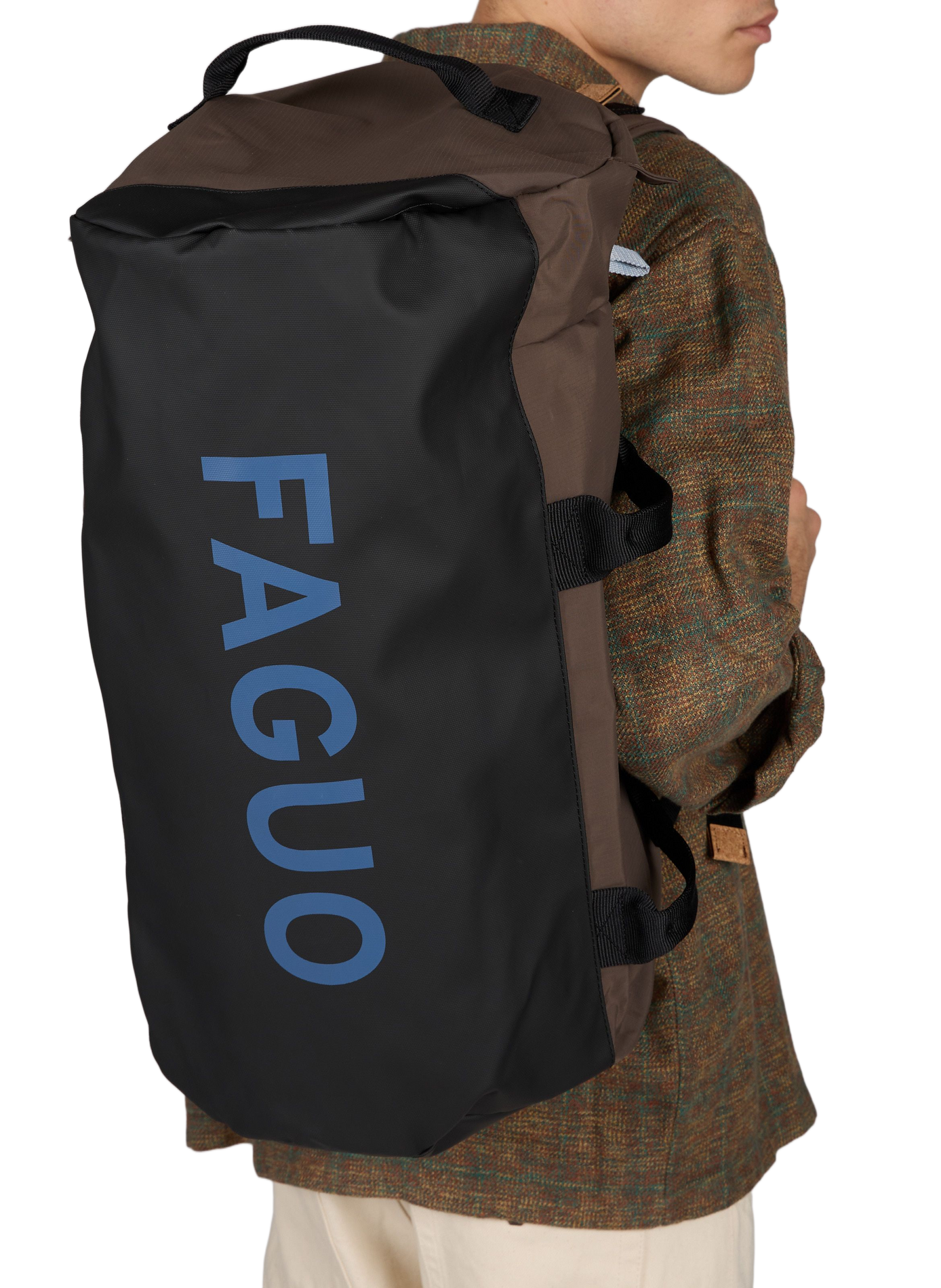Weekend bag with printed logo FAGUO Brown