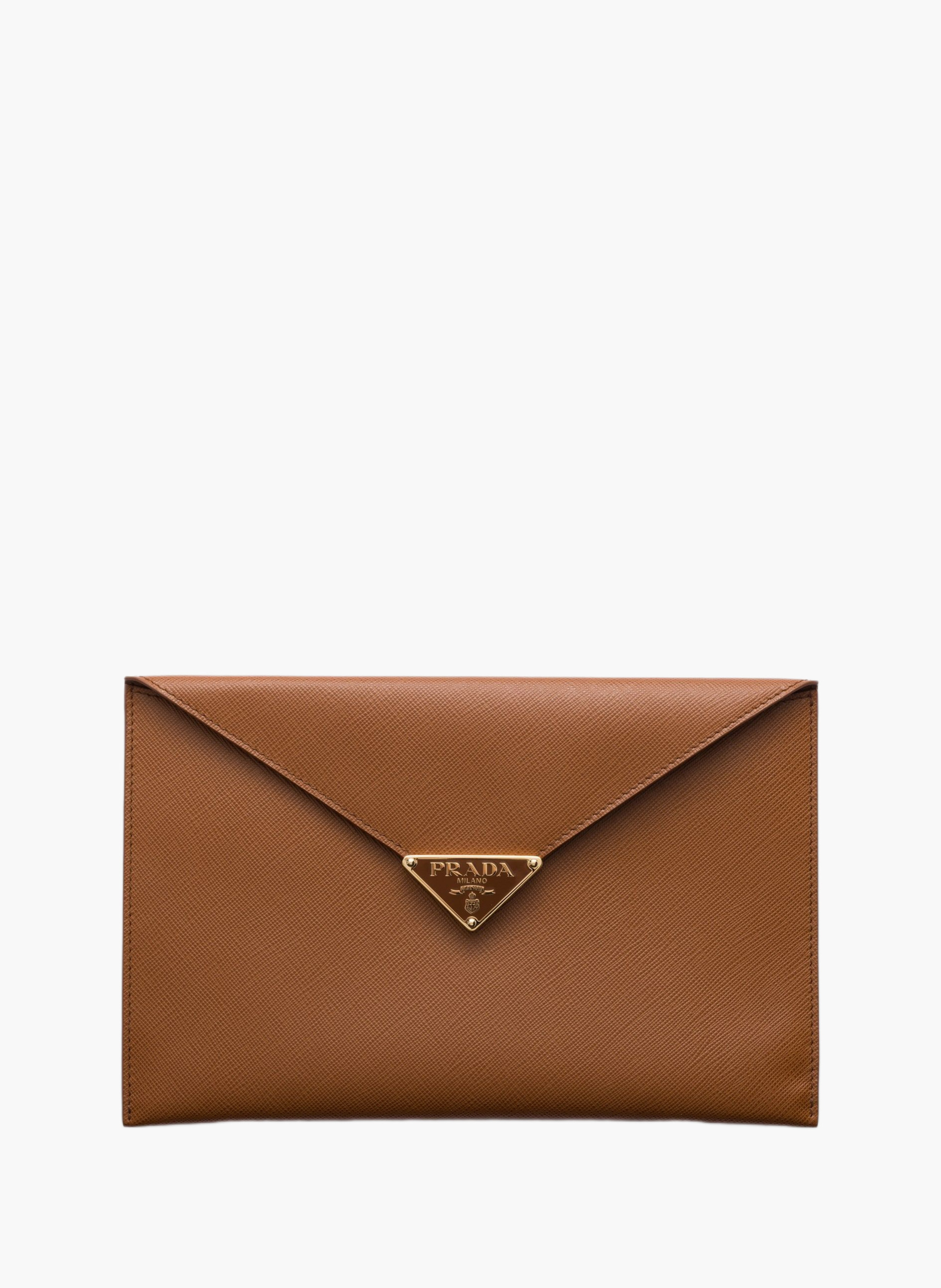 Pochette enveloppe en cuir saffiano PRADA Marron