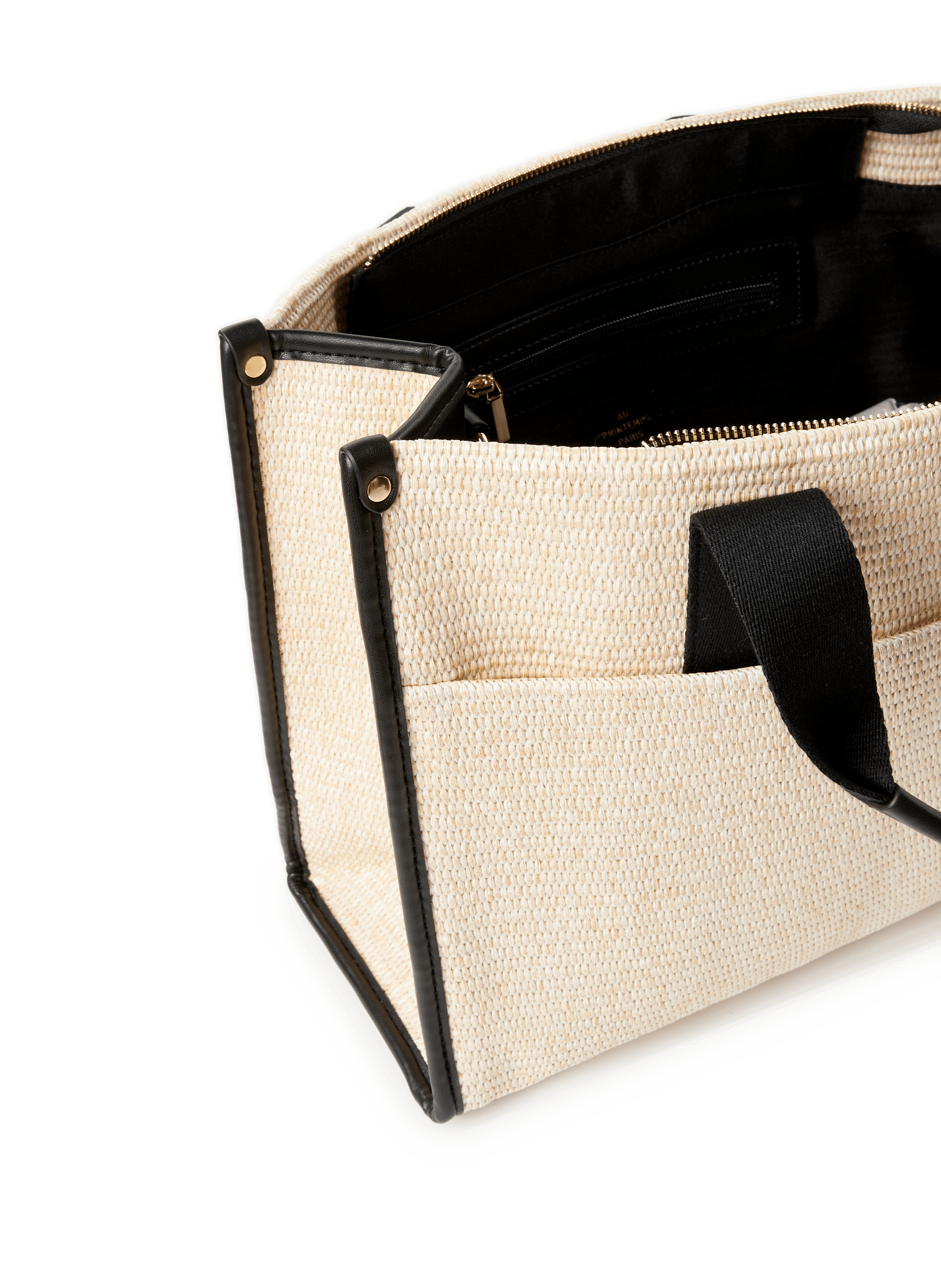 Sac cabas en paille AU PRINTEMPS PARIS Beige