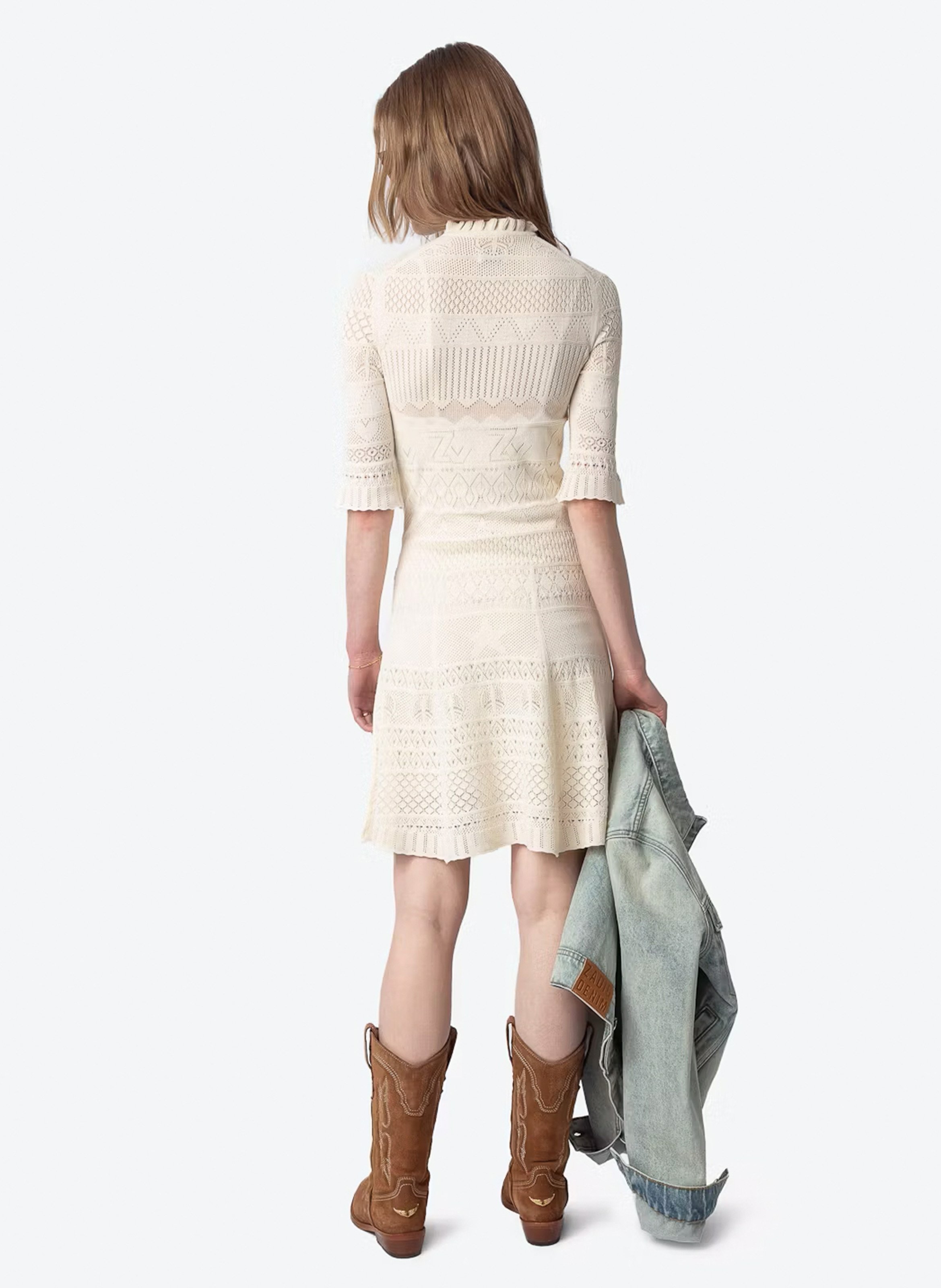 Robe courte décolleté v en coton memphisa ZADIG&VOLTAIRE Blanc
