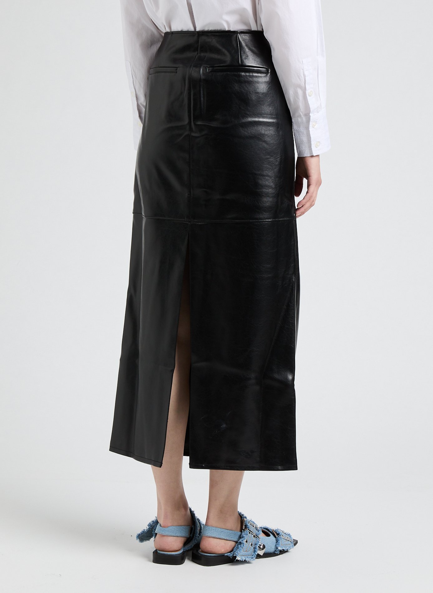Long leather blend skirt SAMSOE SAMSOE Black