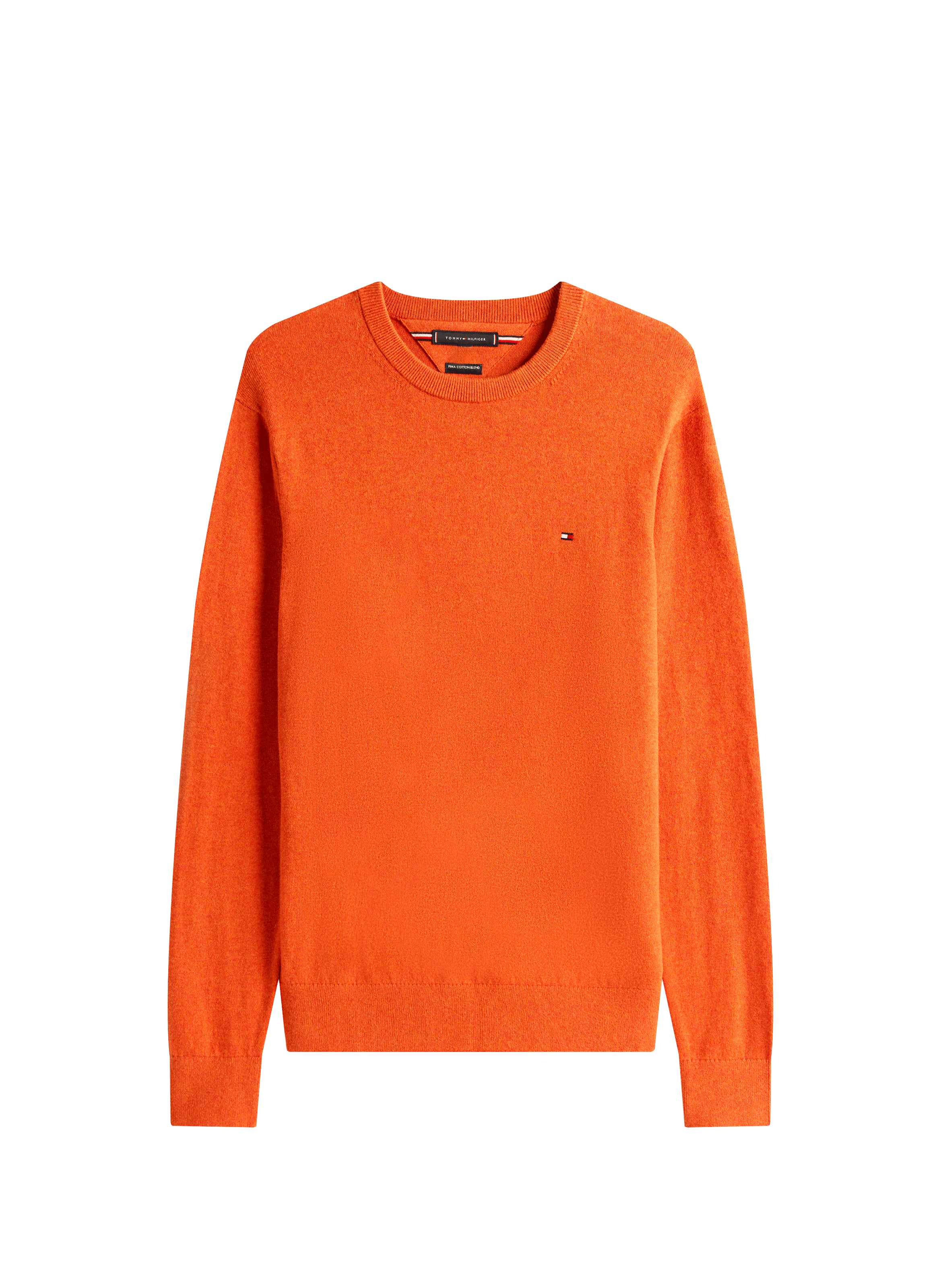 Pull col rond en coton et cachemire TOMMY HILFIGER Orange