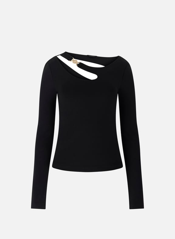 Long sleeve cut-out T-shirt Black by GUESS GUESS Long sleeve cut-out T-shirt Black