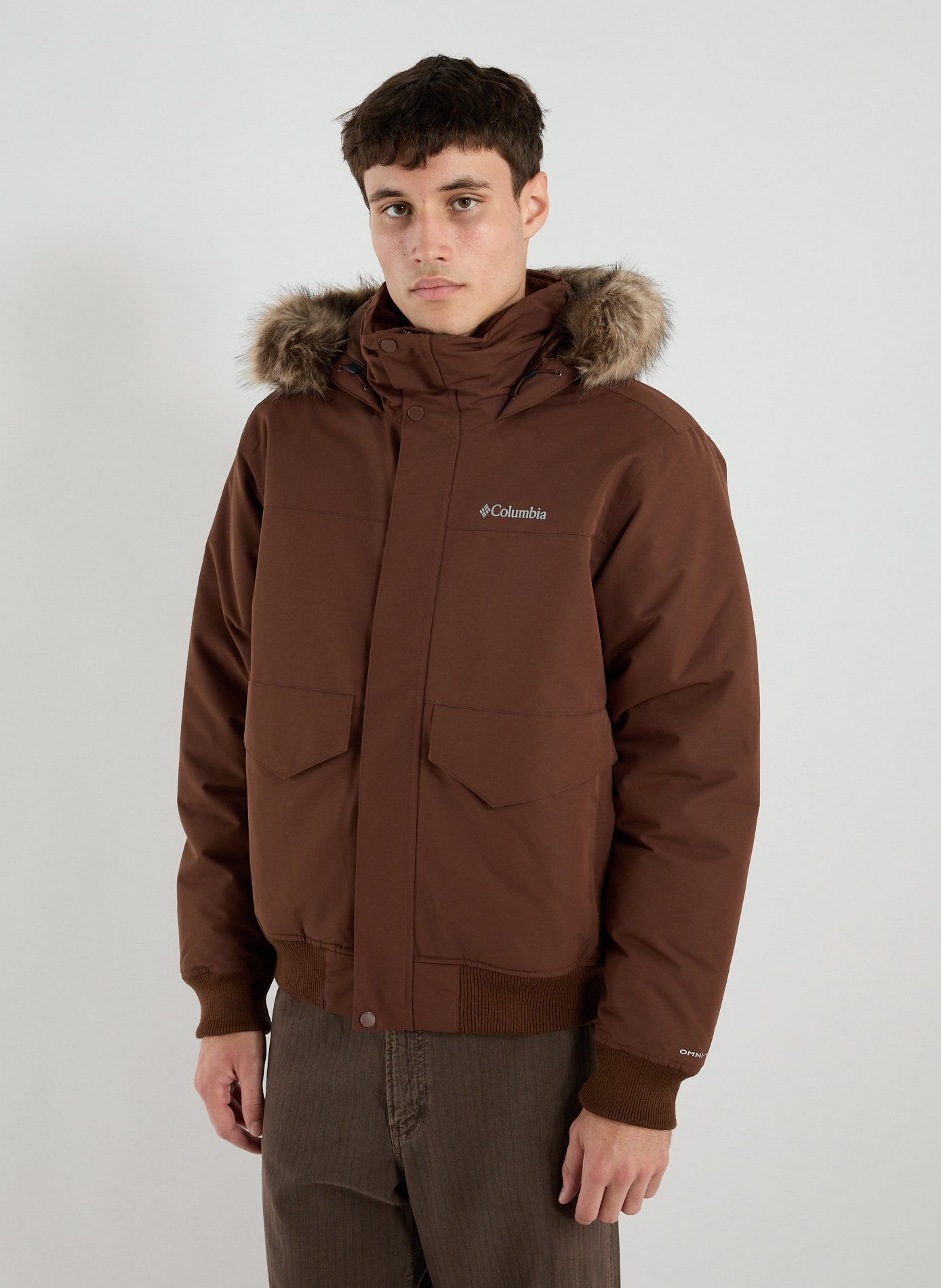 COLUMBIA Veste imperméable à capuche effet fourrure Marron