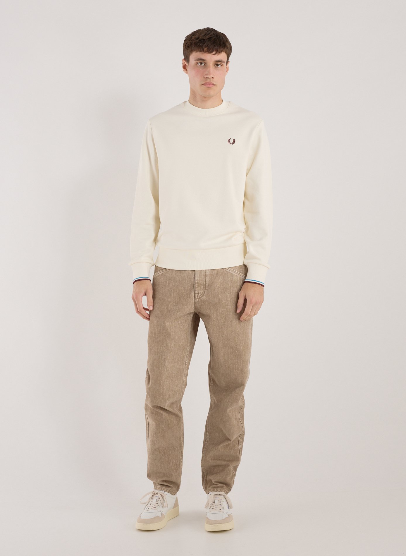 Loose-fit cotton sweatshirt FRED PERRY Beige