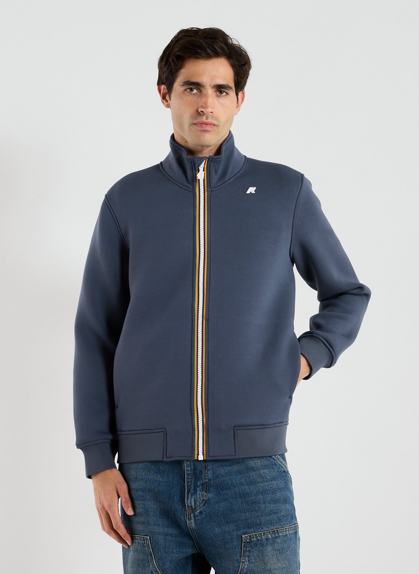 K-WAY Sweatshirt zippé à col montant Bleu