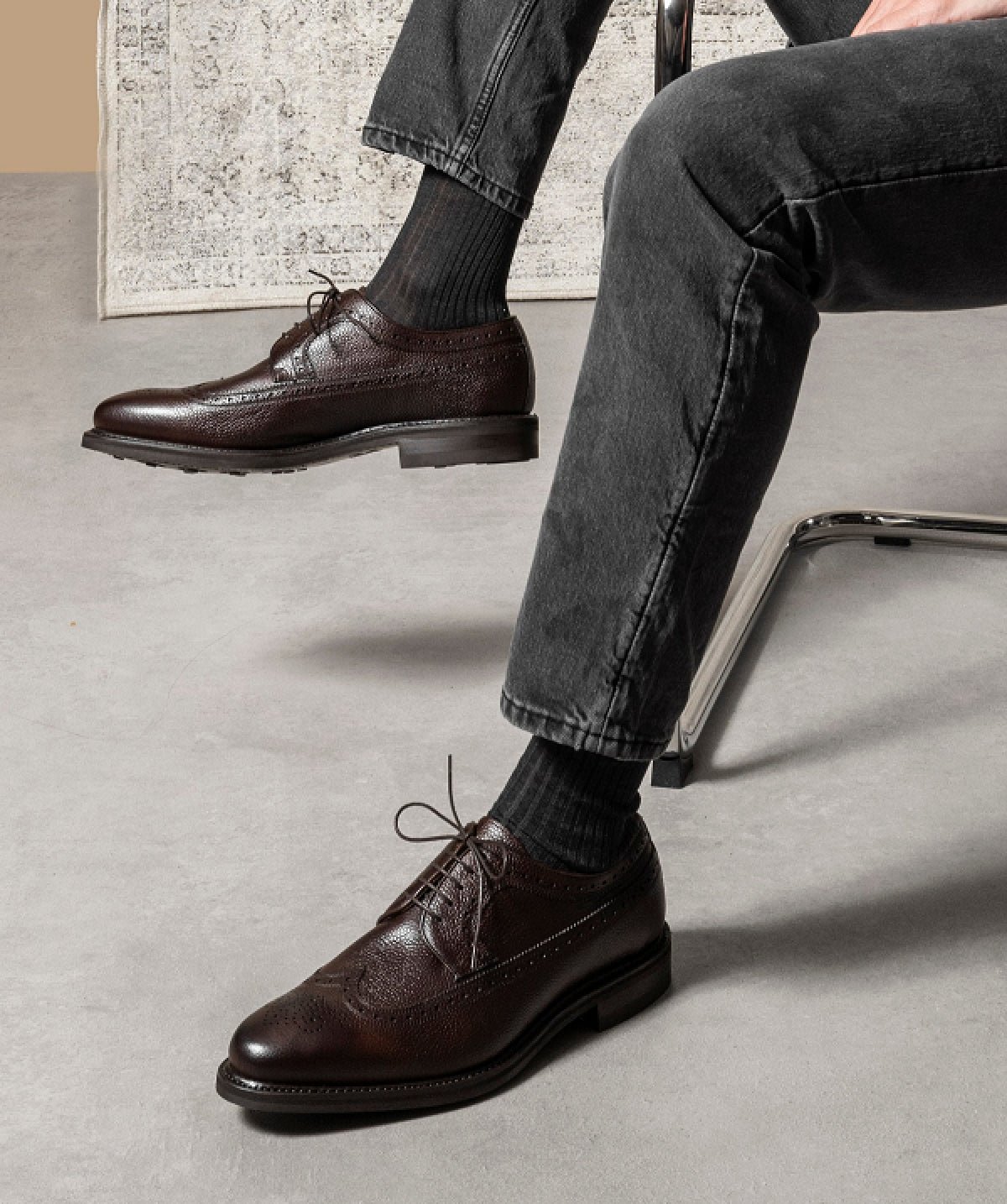 Derby cuir grainé barton FINSBURY Marron