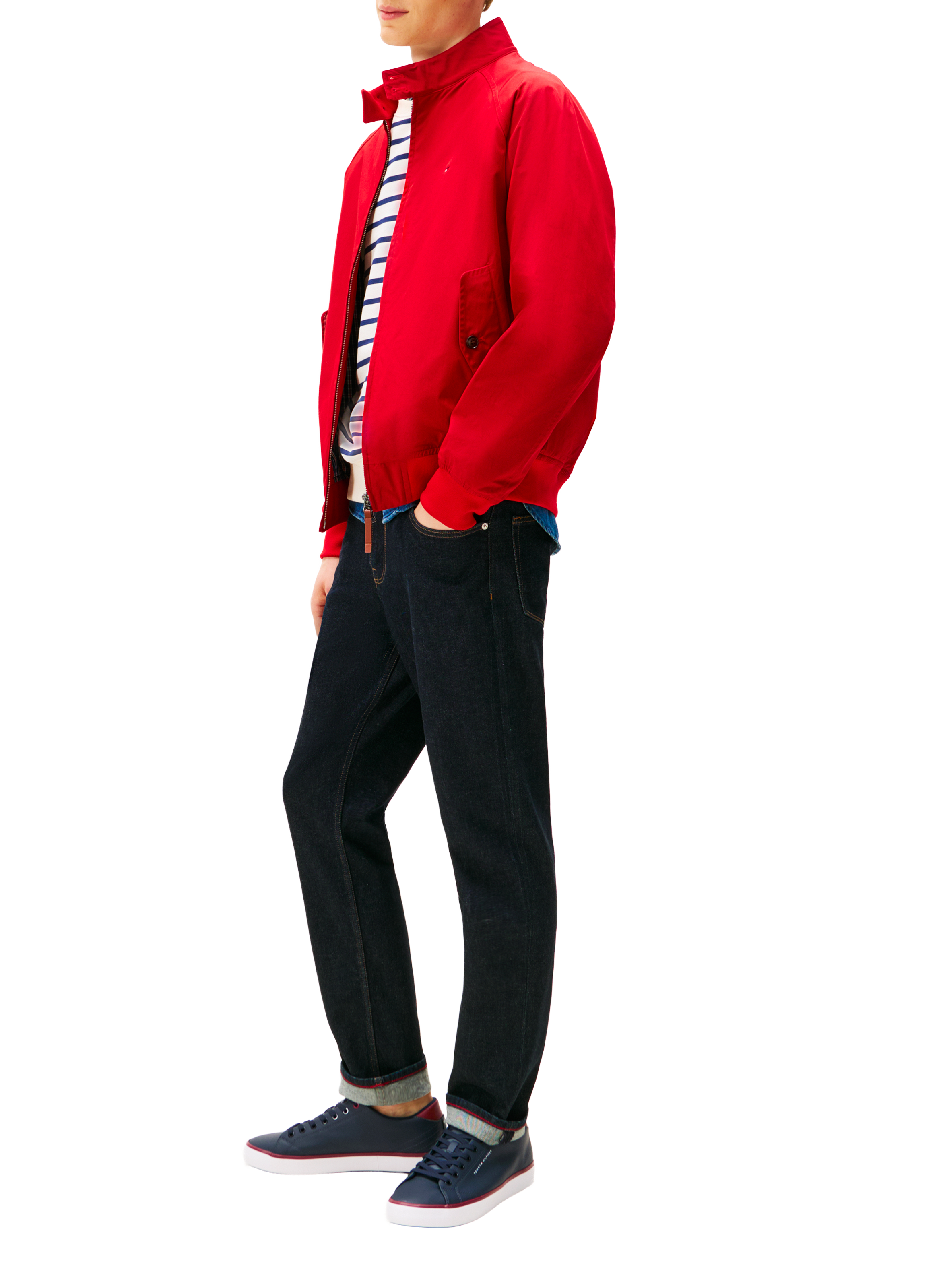 Mixed leather low-top sneakers TOMMY HILFIGER Blue