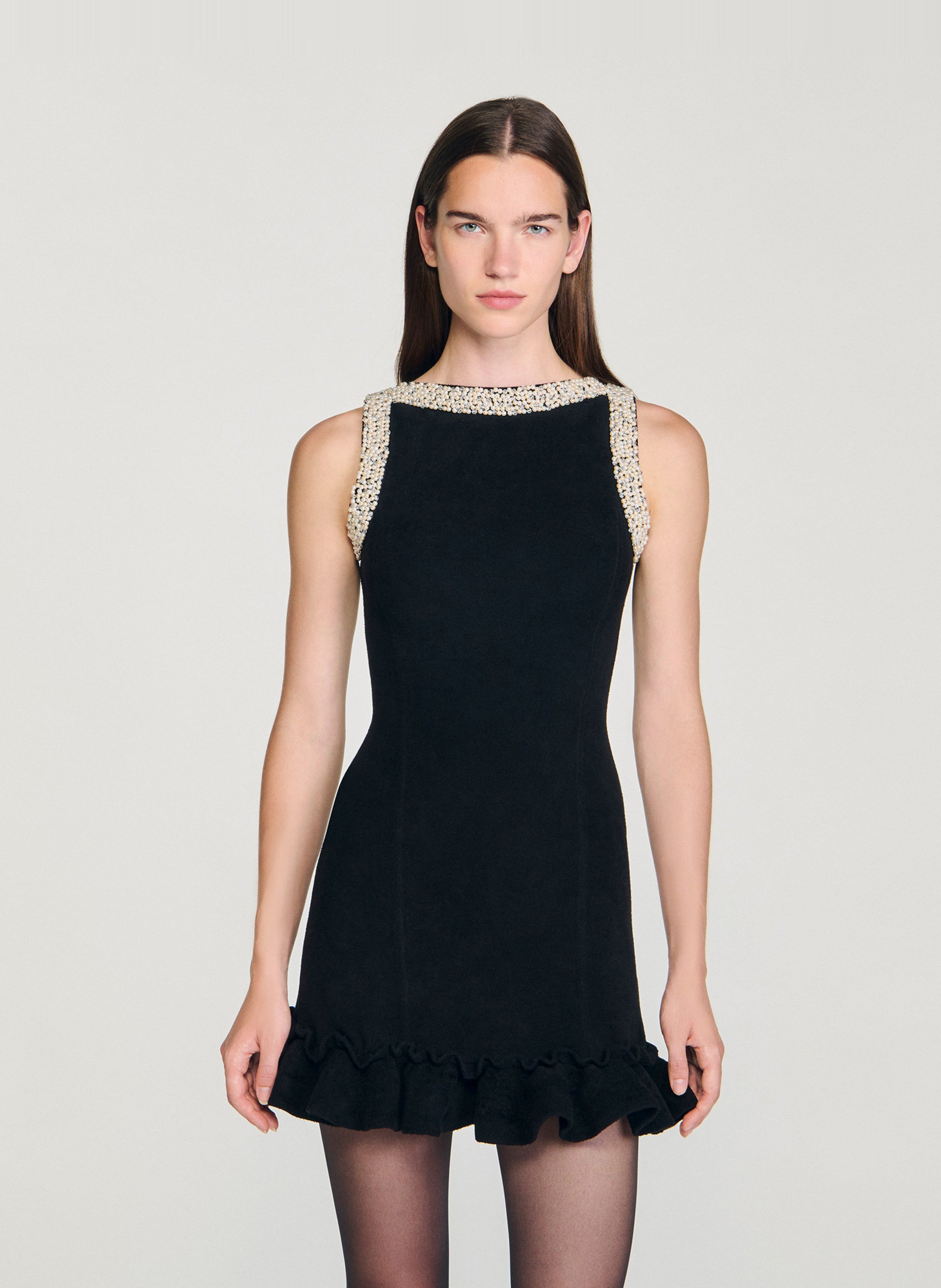 Robe courte col rond SANDRO Noir