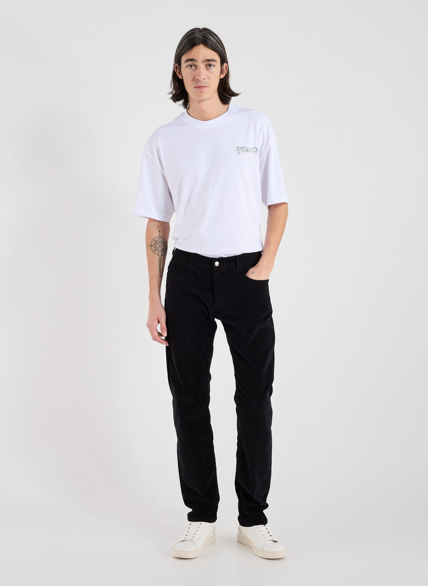 Velvet effect mixed cotton trousers NOTIFY Black