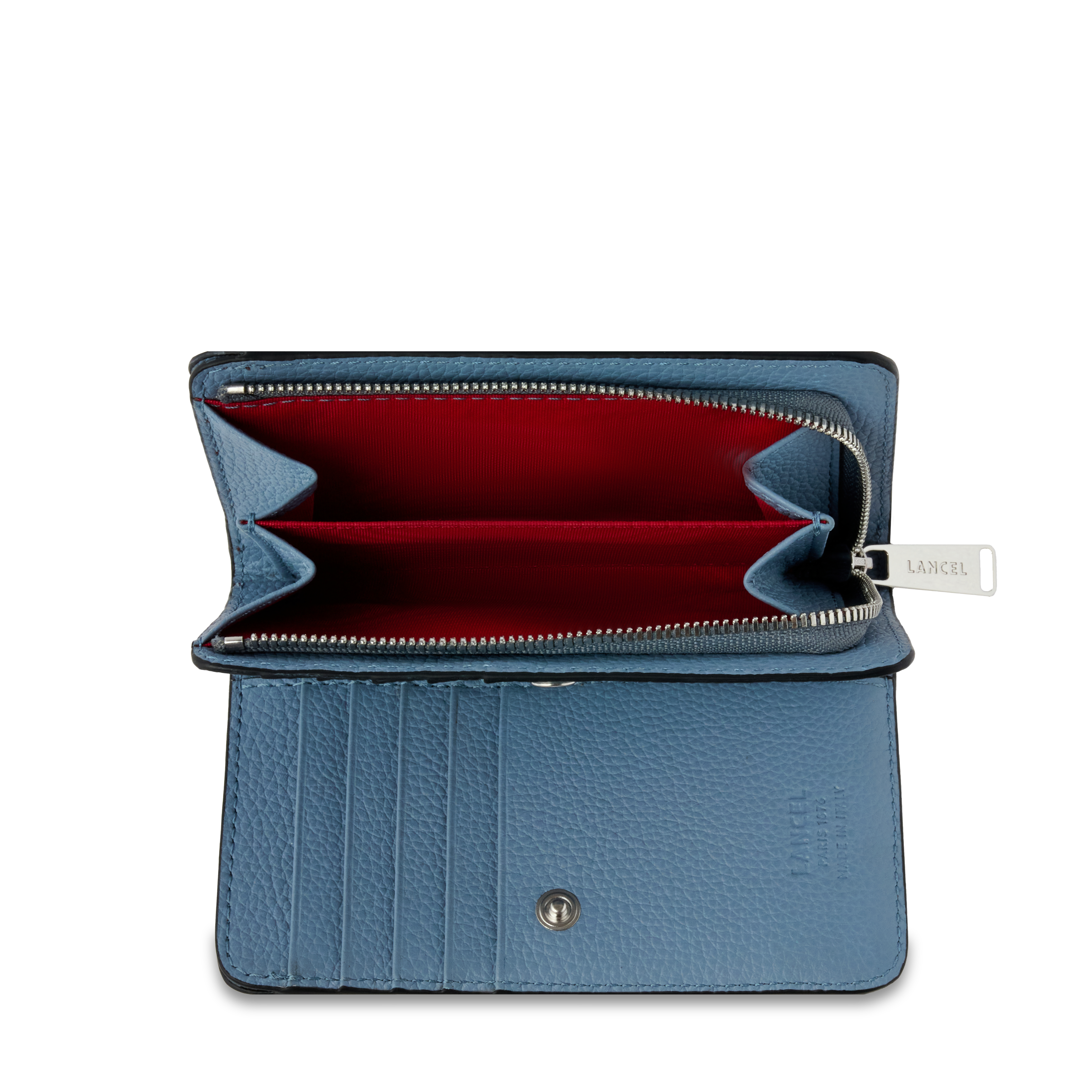 Portefeuille rectangulaire zippé enveloppe de lancel en cuir LANCEL Bleu