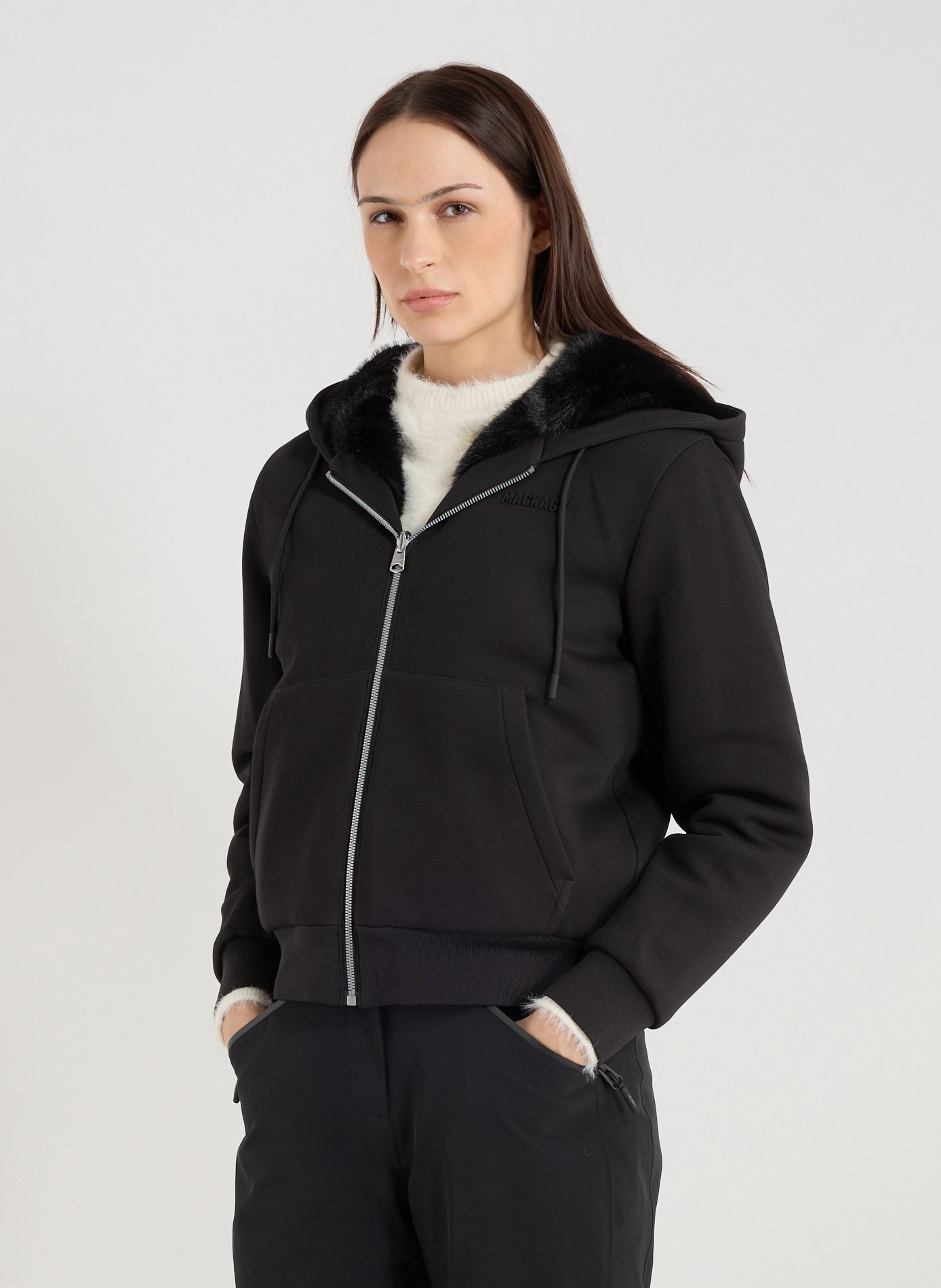 MACKAGE Veste bi-matière Noir