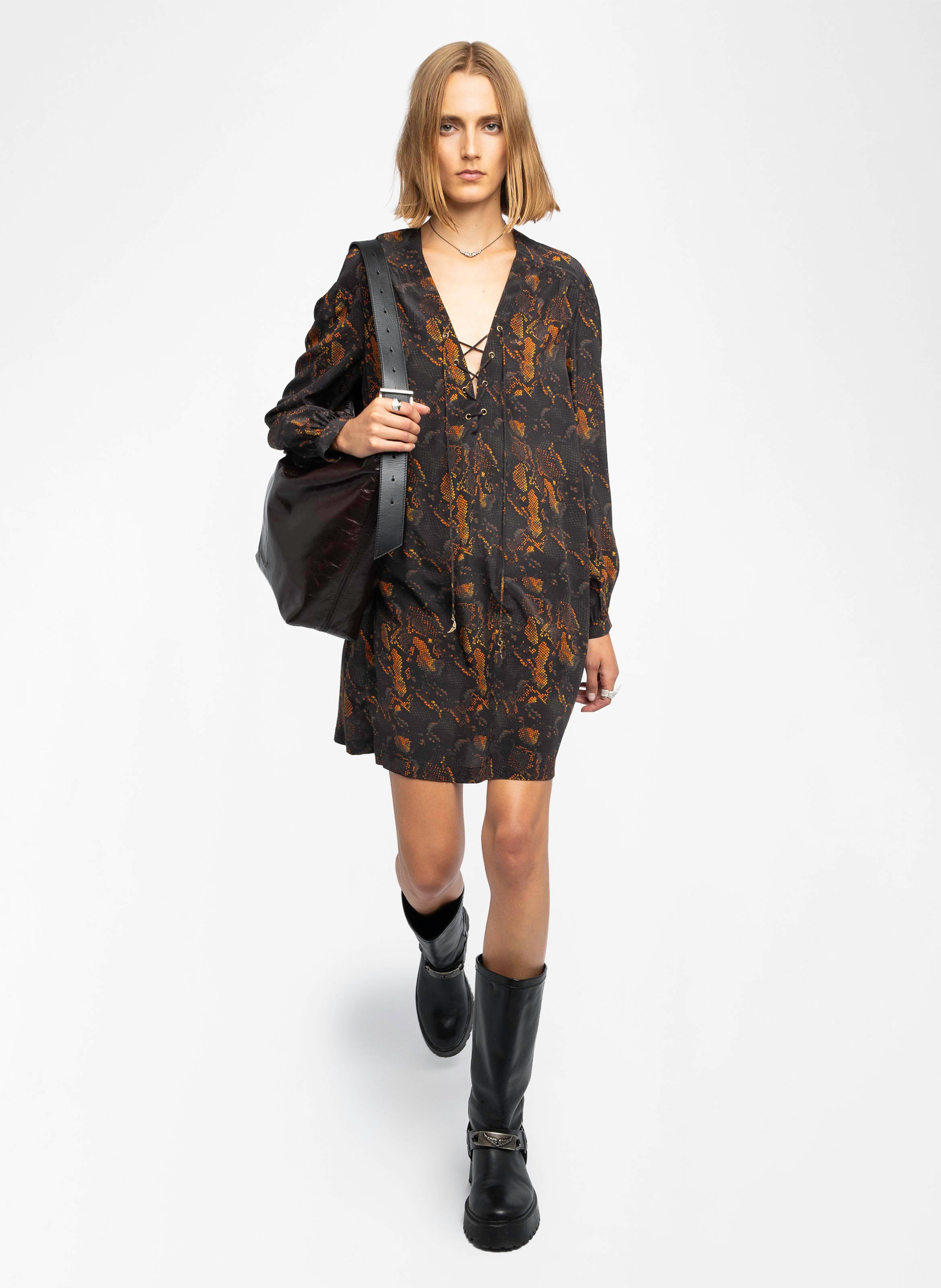 Robe courte droite col v en soie ramela ZADIG&VOLTAIRE Noir