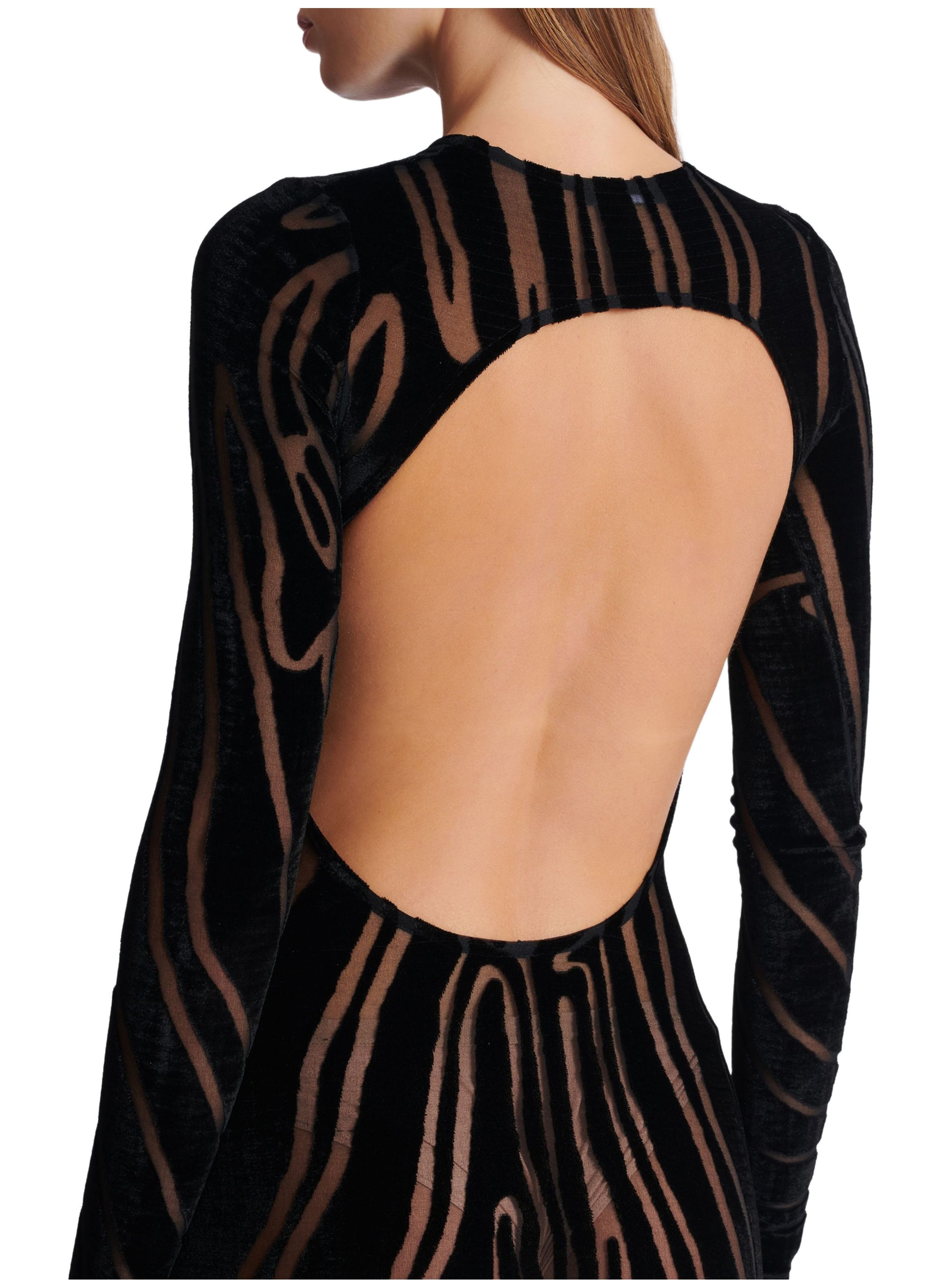 Robe longue en velours zébré BALMAIN Noir