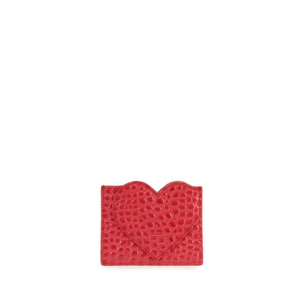 Porte-cartes coeur peau de crocodile en cuir