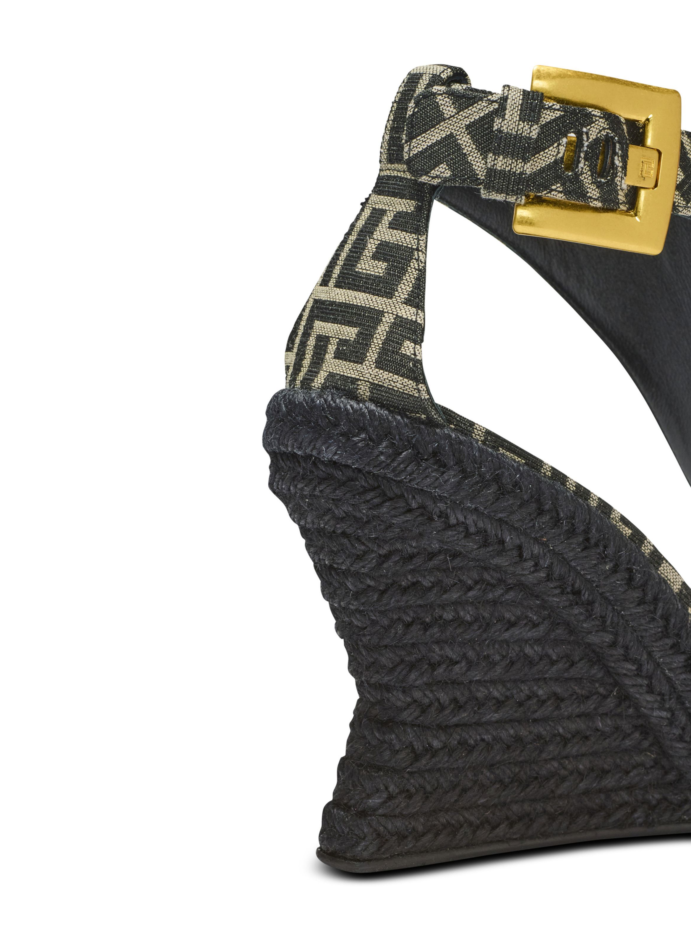 Espadrilles compensées anthem en jacquard monogramme BALMAIN Noir