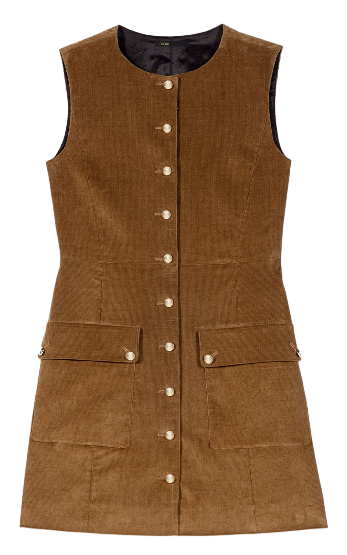 Robe courte col rond en coton mélangé MAJE Beige