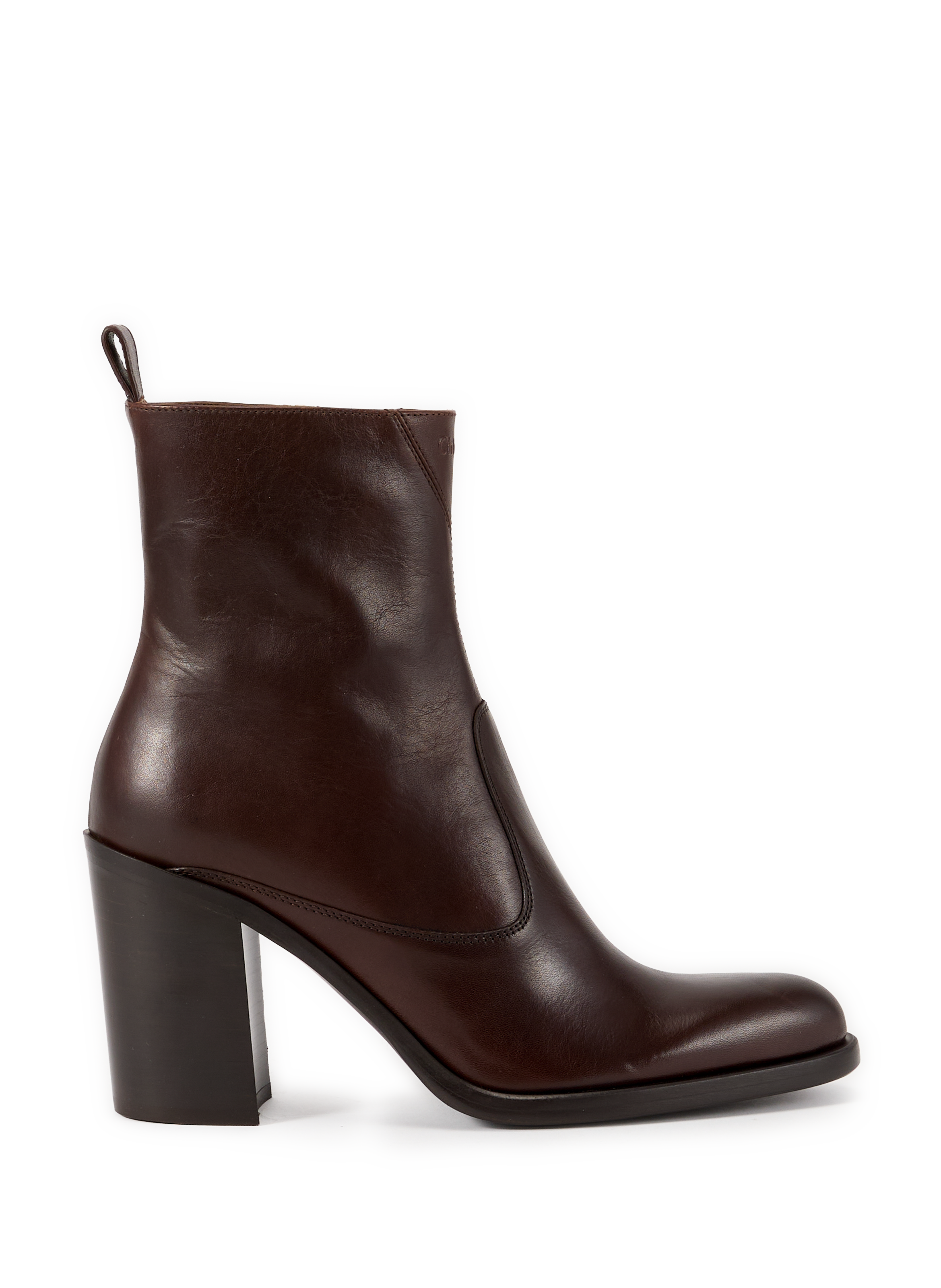 Bottines Phoenix à talon en cuir CHLOÉ Marron