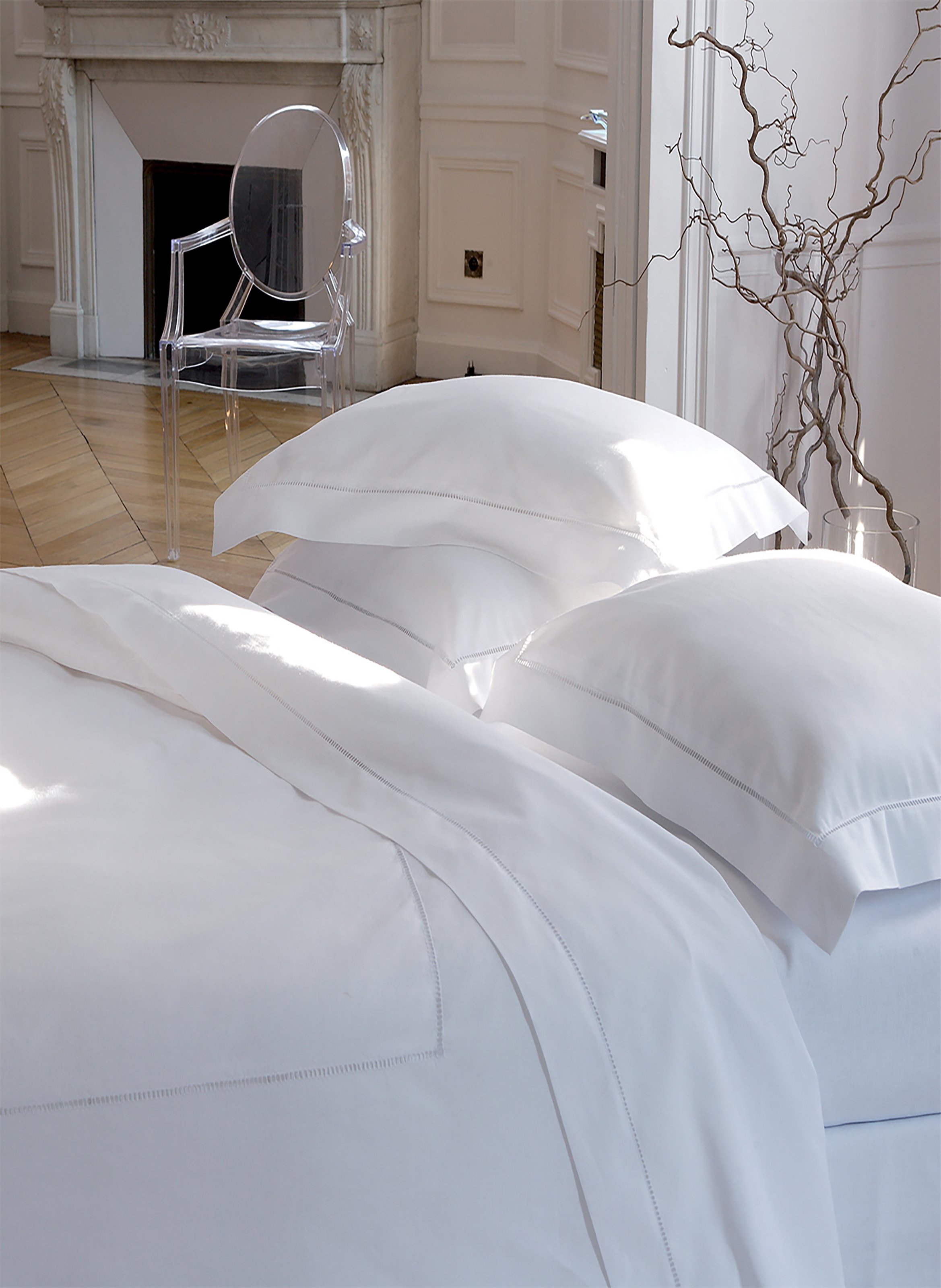 Taie de traversin unie en lin métis, venise ALEXANDRE TURPAULT Blanc