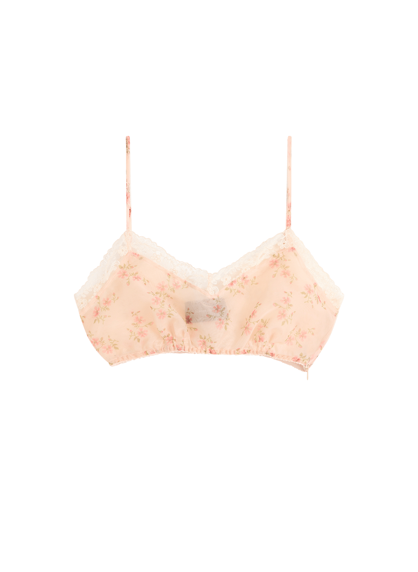 Bralette à fleurs imprimée en dentelle transparente SIMONE ROCHA Rose